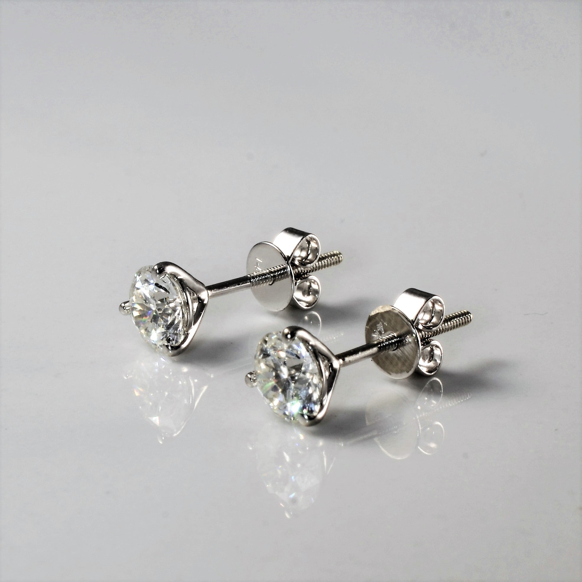 Boucles d'oreilles puces solitaire en diamant Martini Set | 1,20 ct | 