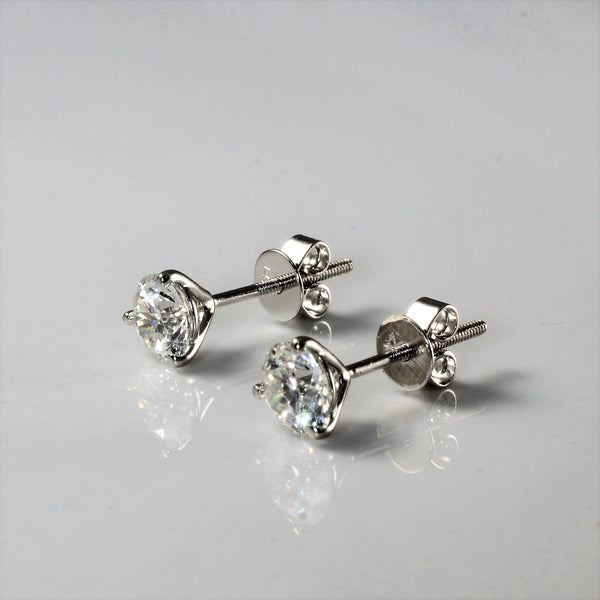 Martini Set Solitaire Diamond Stud Earrings | 1.20ctw |