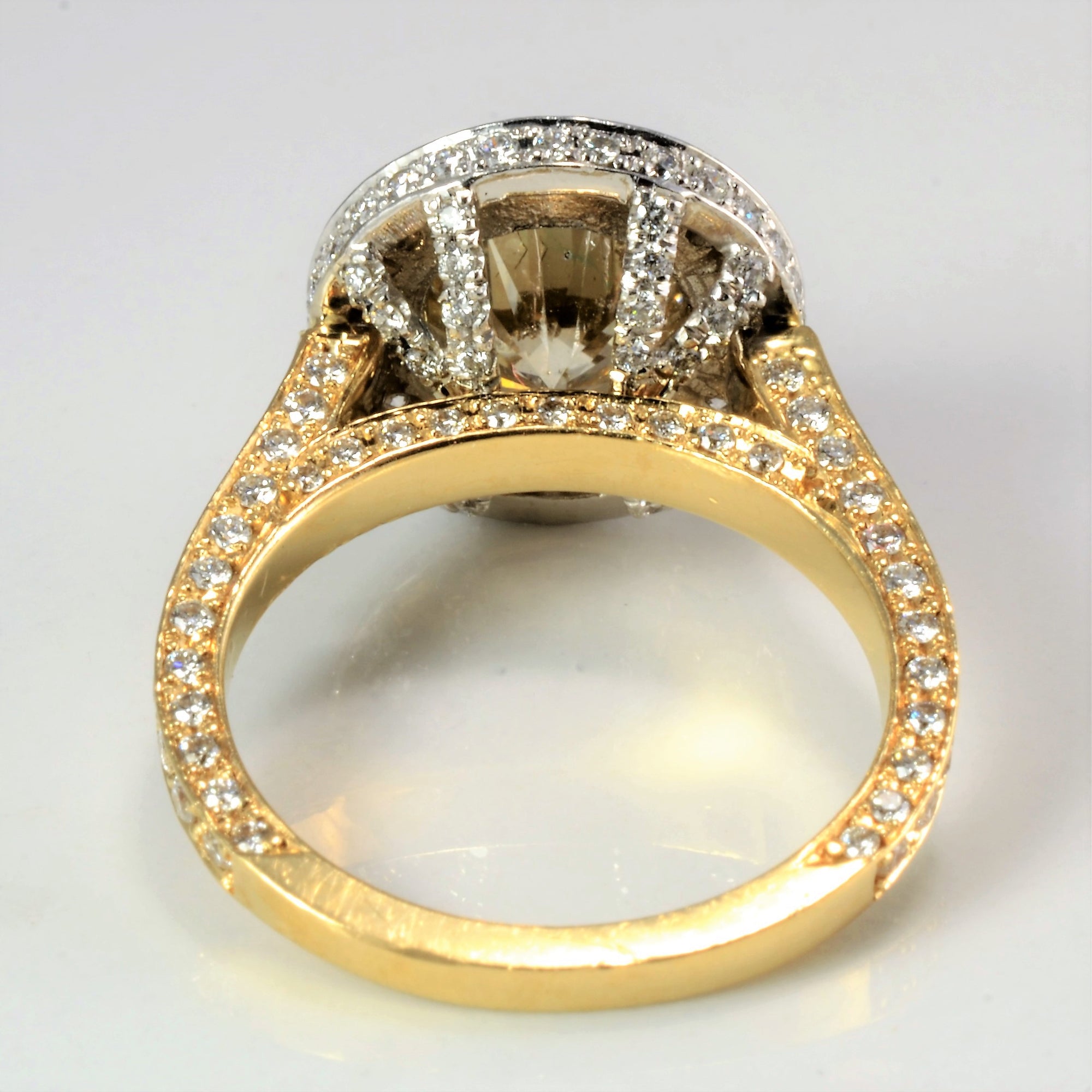 Cathedral Champagne Diamond Halo Engagement Ring | 3.80 ctw | SZ 6.75 |