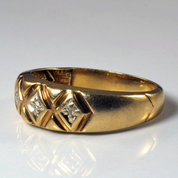Chevron Three Stone Diamond Ring | 0.03ctw | SZ 7.25 |