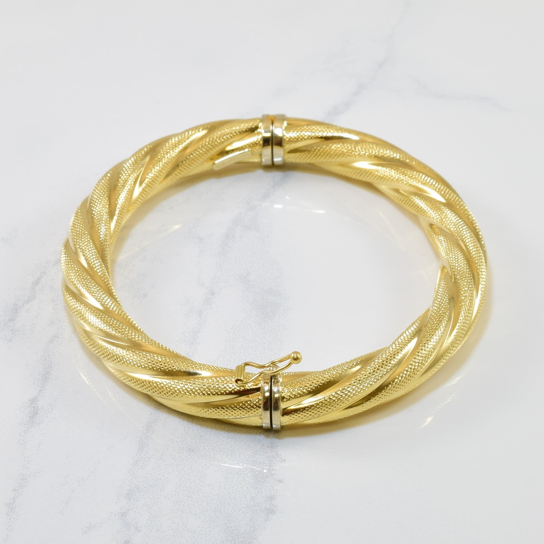 Hollow Yellow Gold Bangle | 9