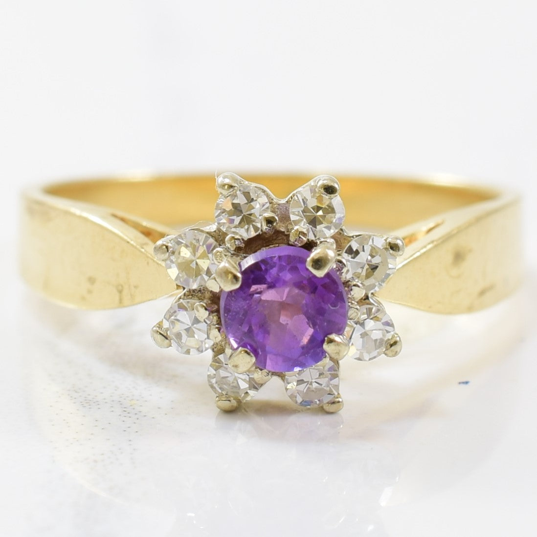 Amethyst & Diamond Halo Ring | 0.16ctw, 0.25ct | SZ 5.5 |