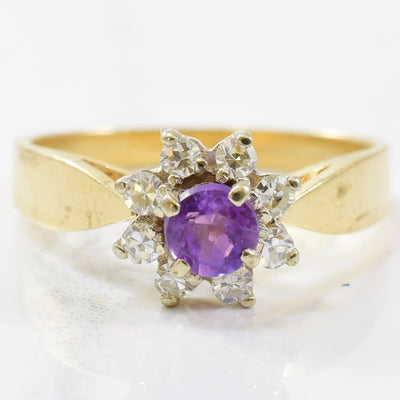 Amethyst & Diamond Halo Ring | 0.16ctw, 0.25ct | SZ 5.5 |