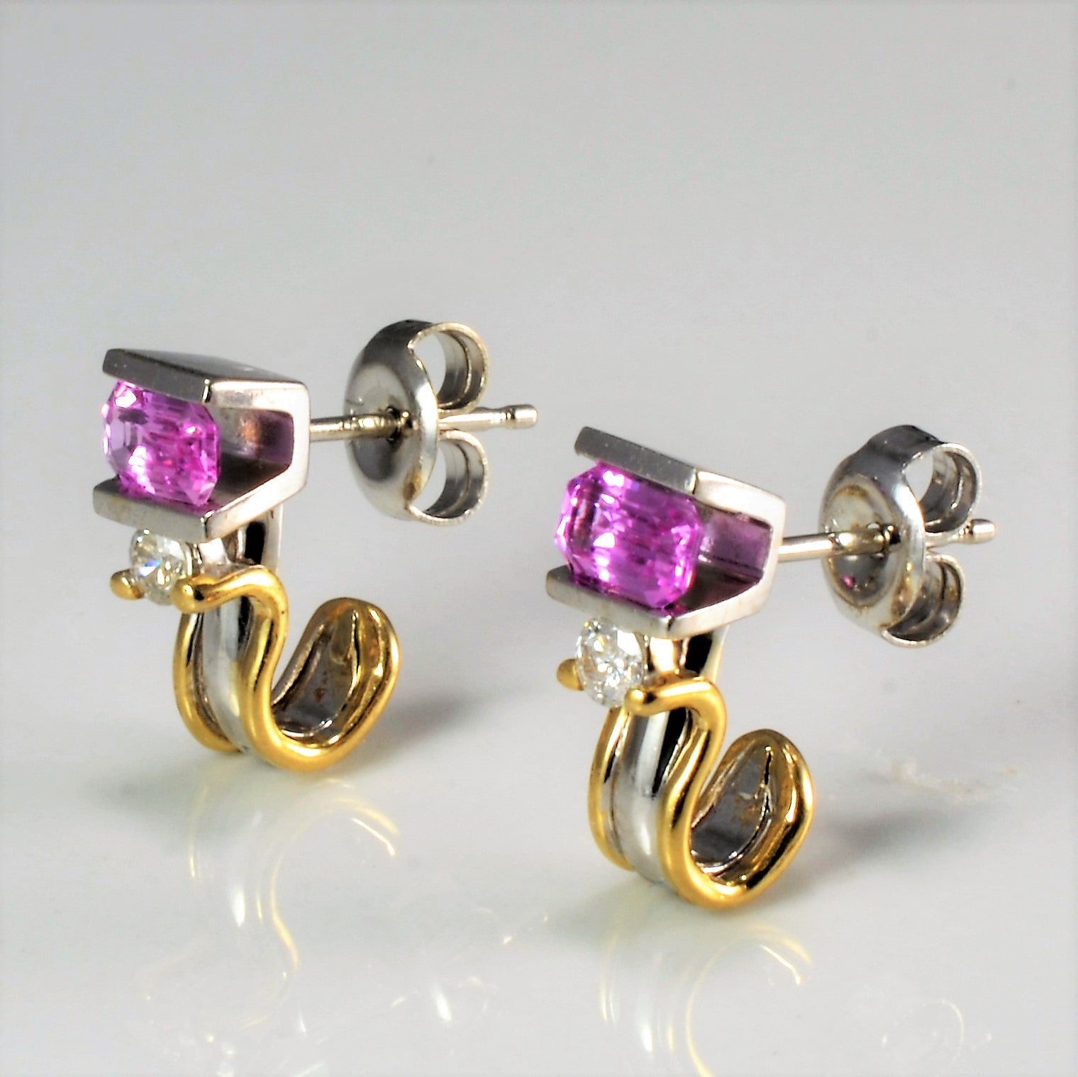 Pink Sapphire & Diamond Earrings | 0.10 ctw |