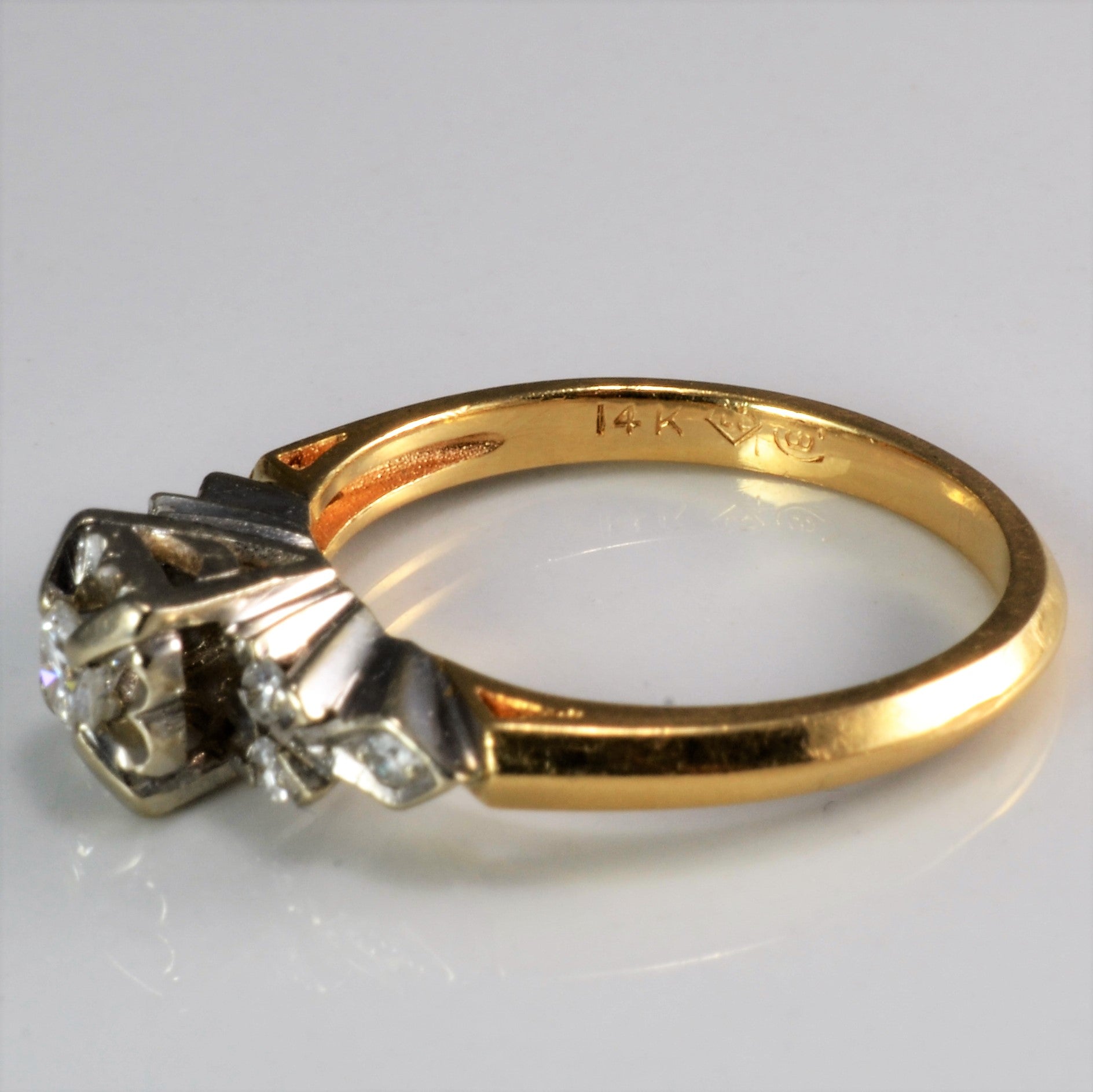 Retro Diamond Engagement Ring | 0.15 ctw, SZ 5.25 |