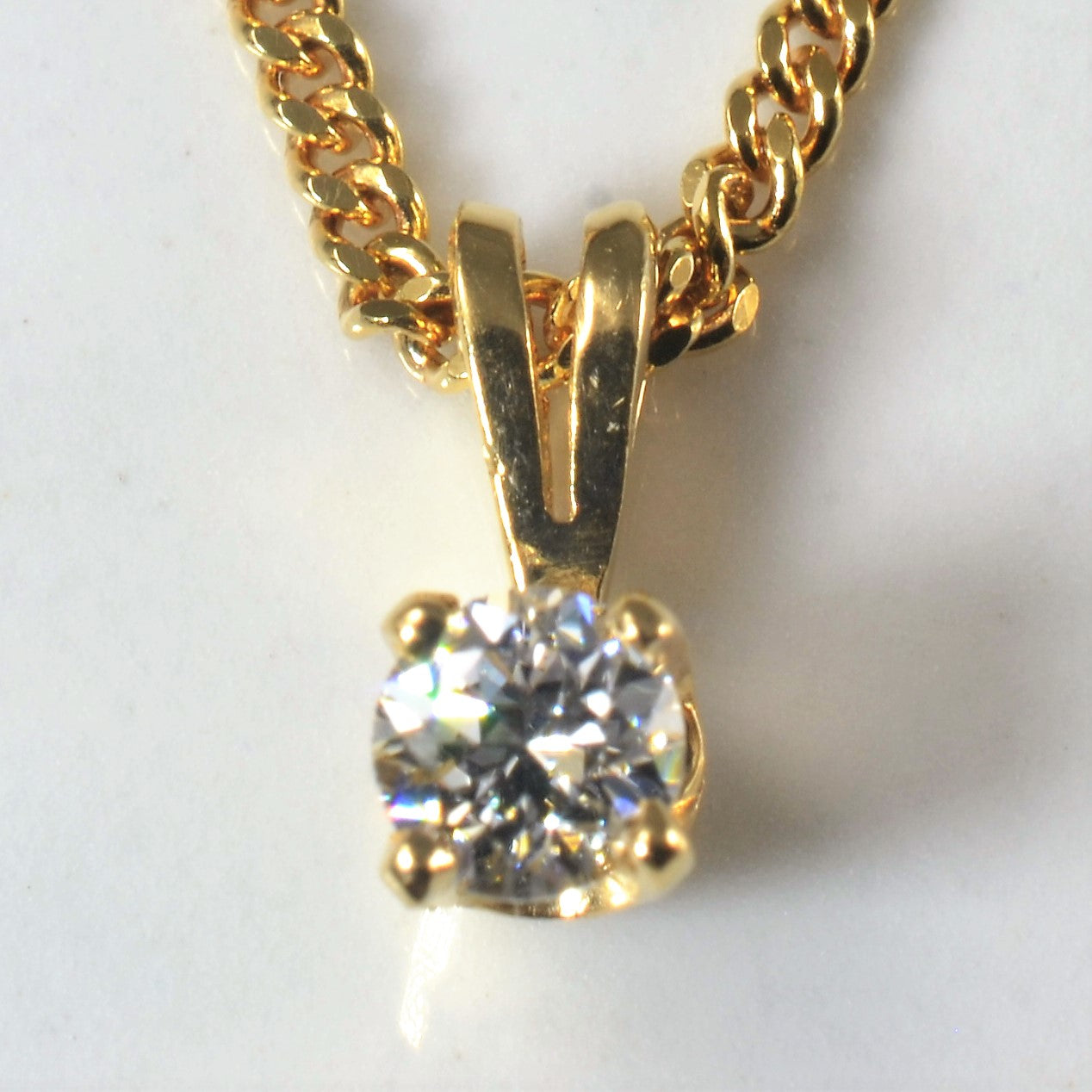 Split Bail Diamond Solitaire Necklace | 0.14ct | 18