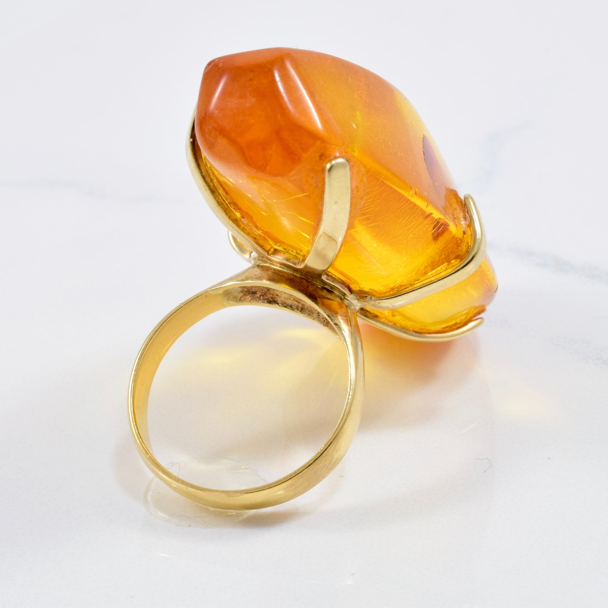 Large Amber Cocktail Ring | SZ 6 |