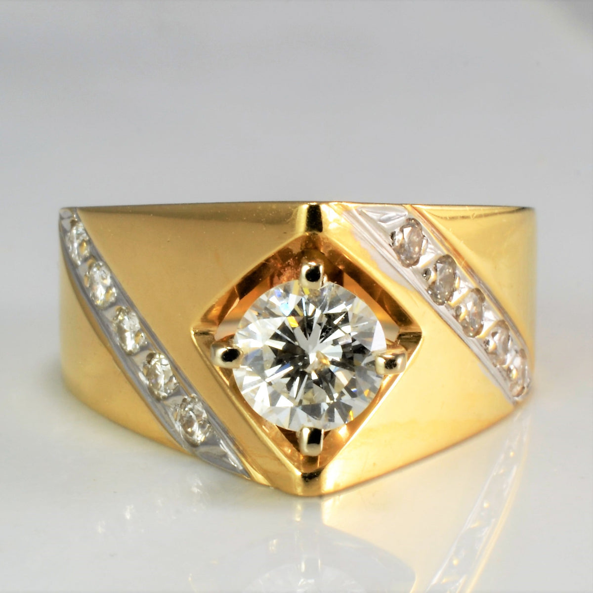 High Set Solitaire with Accents Diamond Ring | 0.73 ctw, SZ 5.75