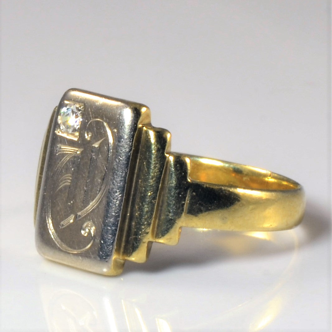 Initial 'AD' Diamond Signet Ring | 0.03ct | SZ 6 |