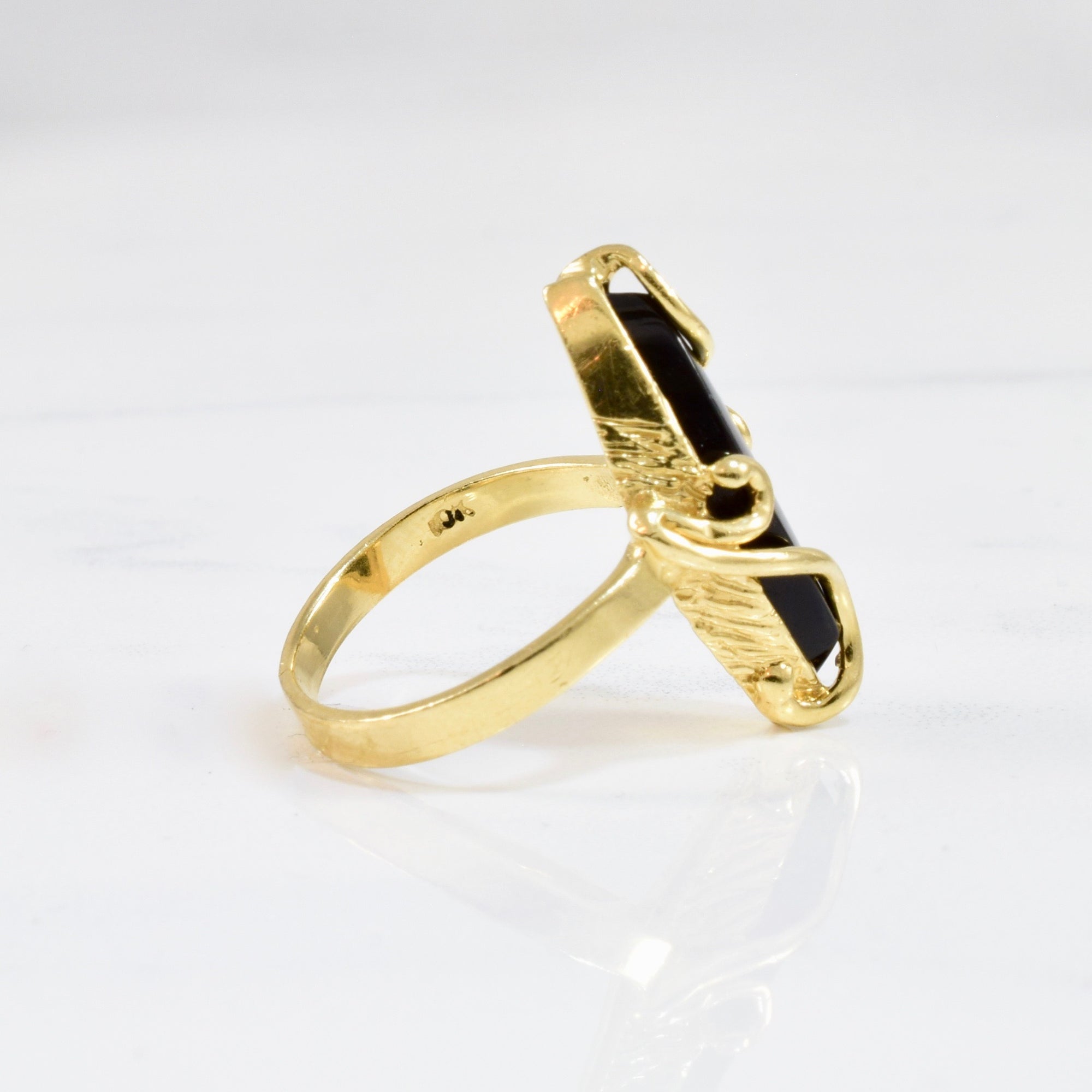 Gold Wrapped Marquise Onyx Ring | SZ 6.5 |