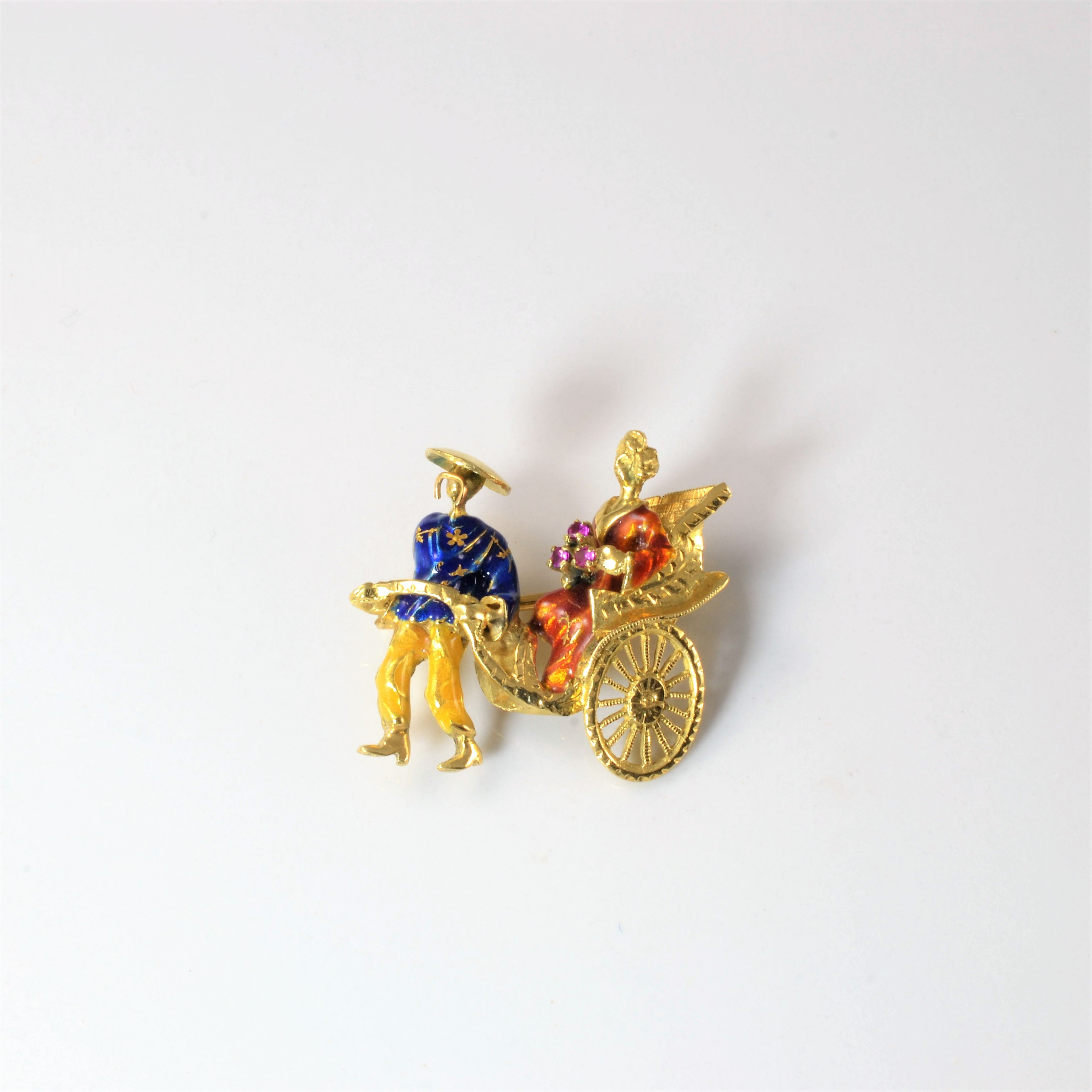 Enameled Rickshaw Brooch |