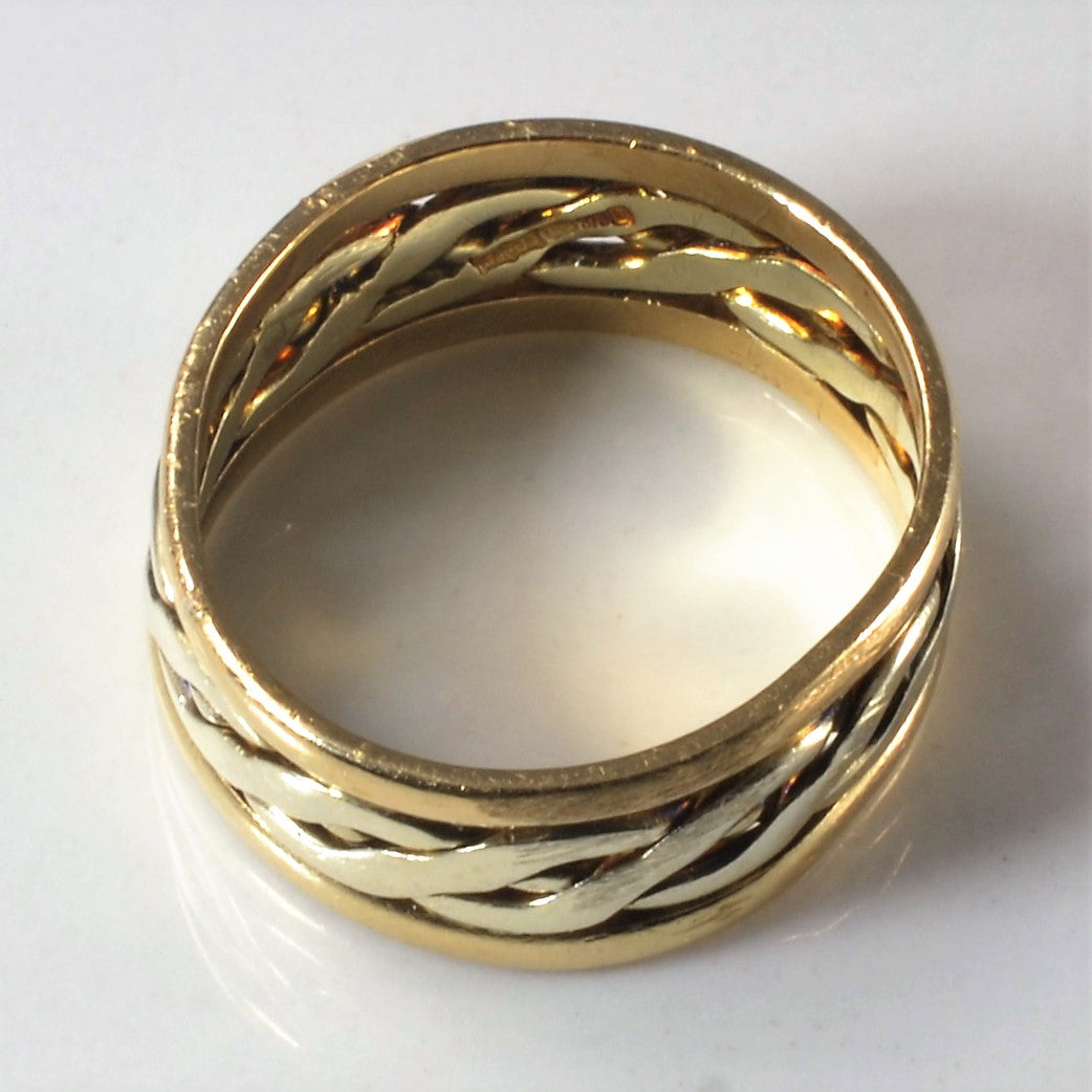 Braided Two Tone Gold Band | SZ 6.75 |