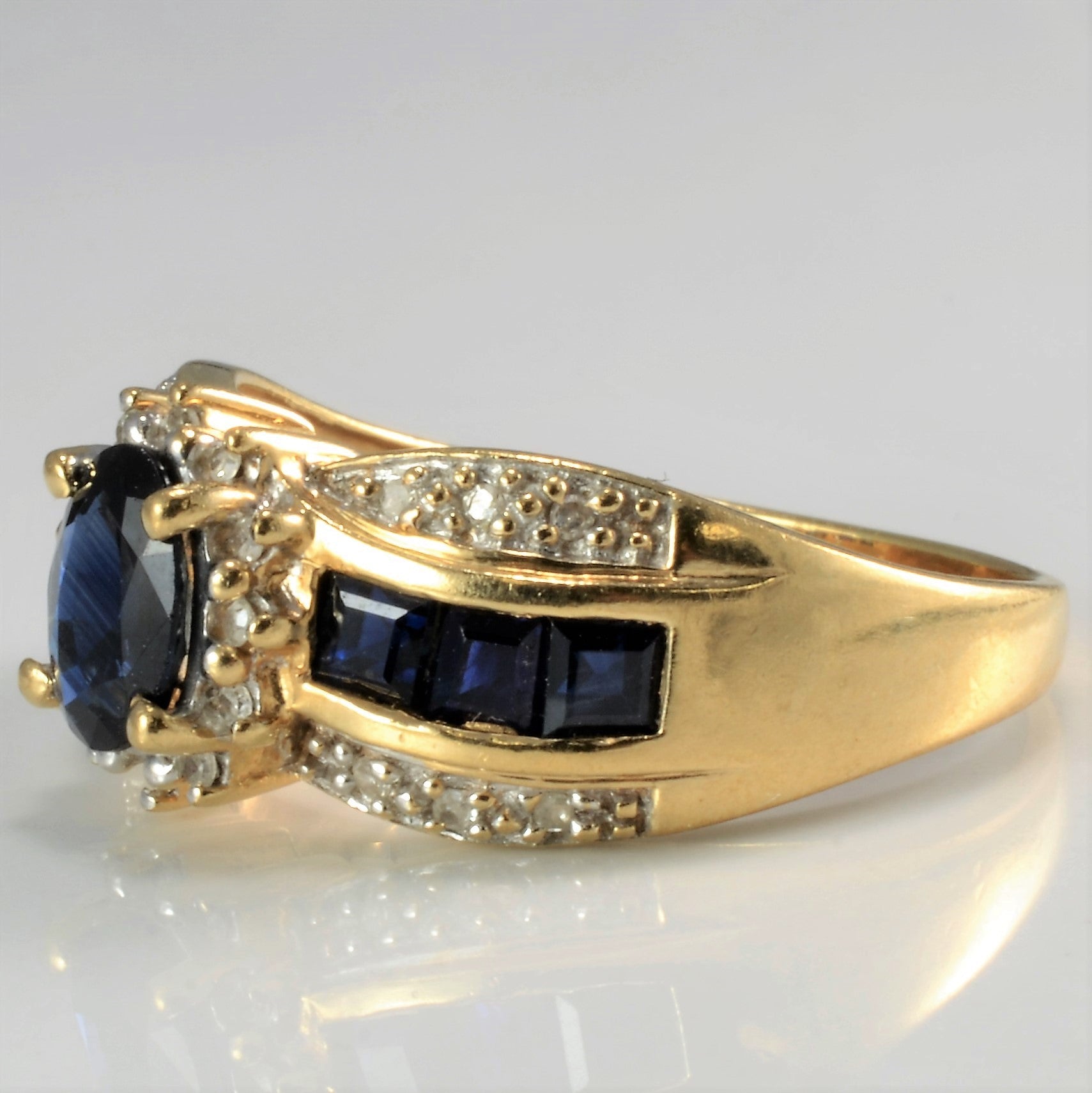 Fancy Sapphire & Diamond Cocktail Ring | 0.12 ctw, SZ 8.75 |