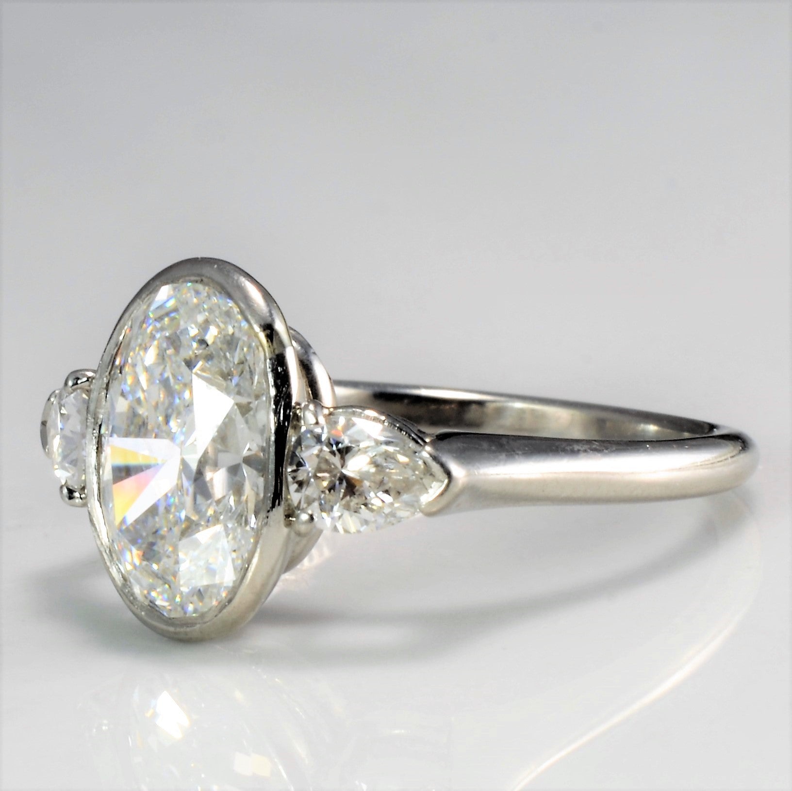 Three Stone Oval Diamond Engagement Ring | 2.28 ctw, SZ 4.5 |