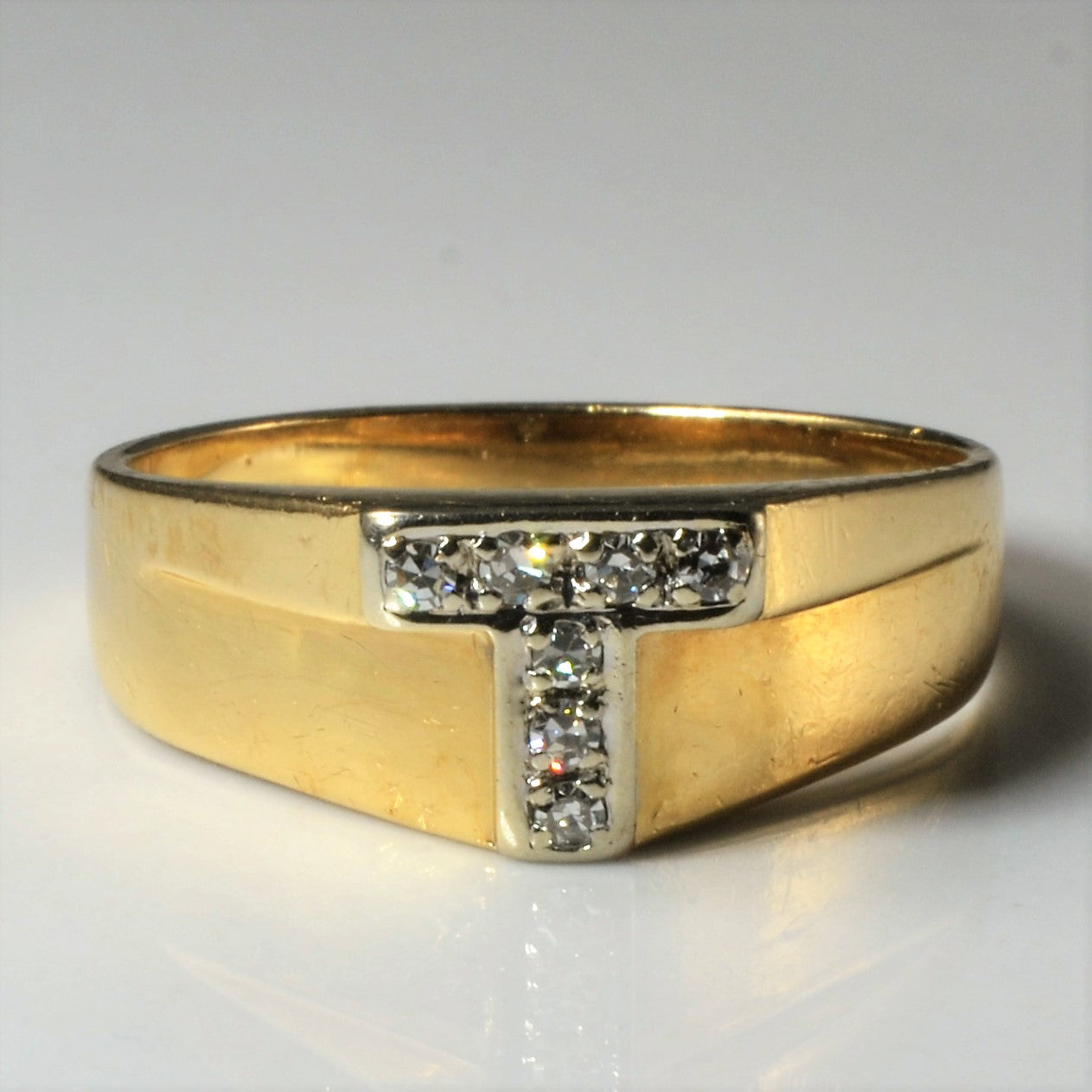 Diamond Inittial 'T Ring | 0.07ctw | SZ 9.5 |