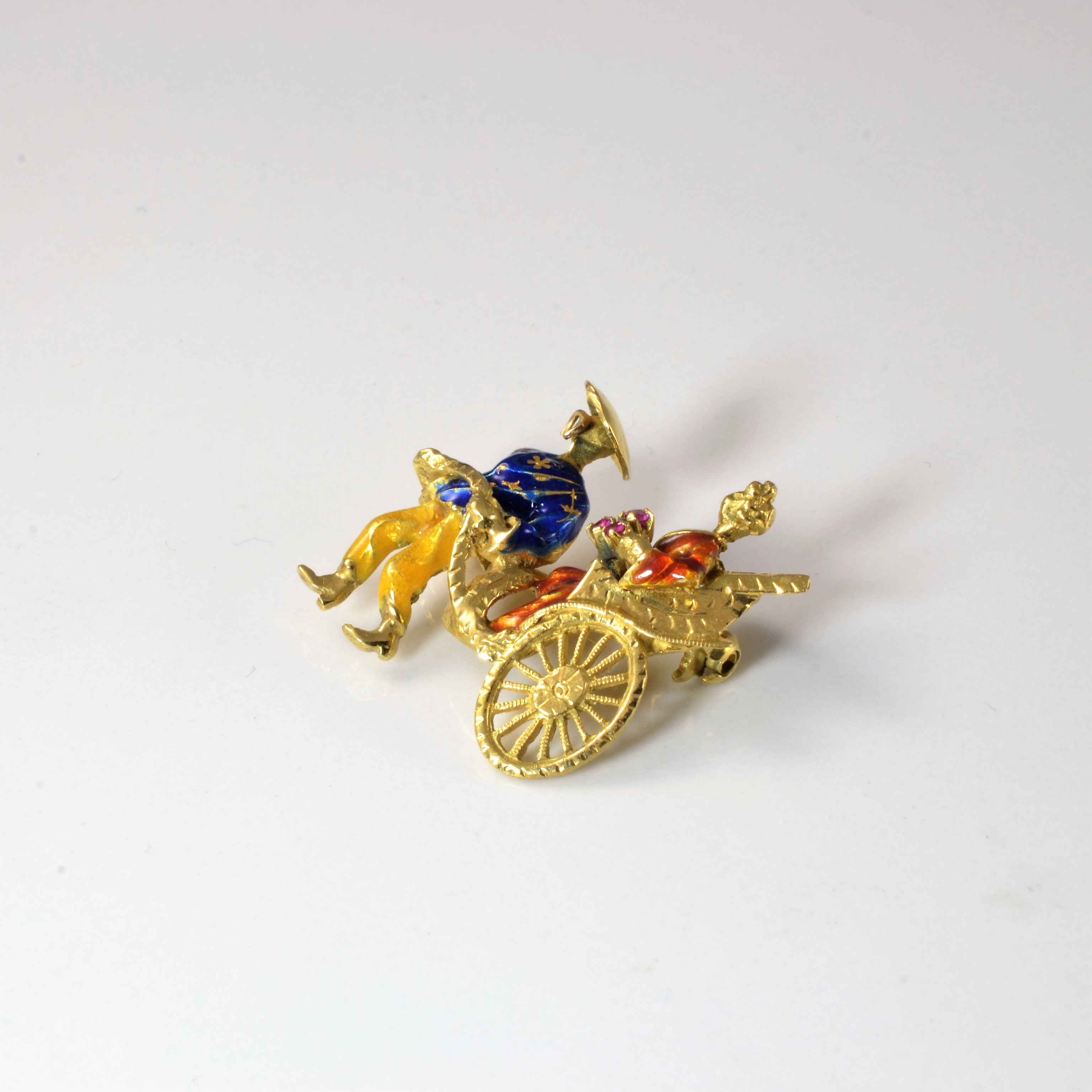 Enameled Rickshaw Brooch |