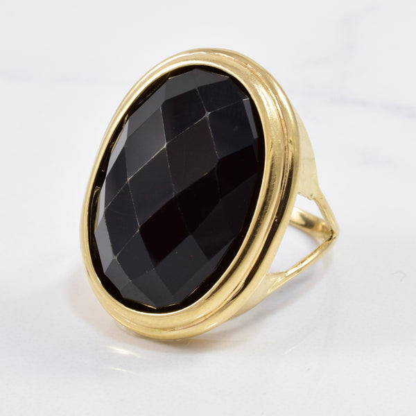 Rose Cut Onyx Cocktail Ring | 18.00ct | SZ 8 |