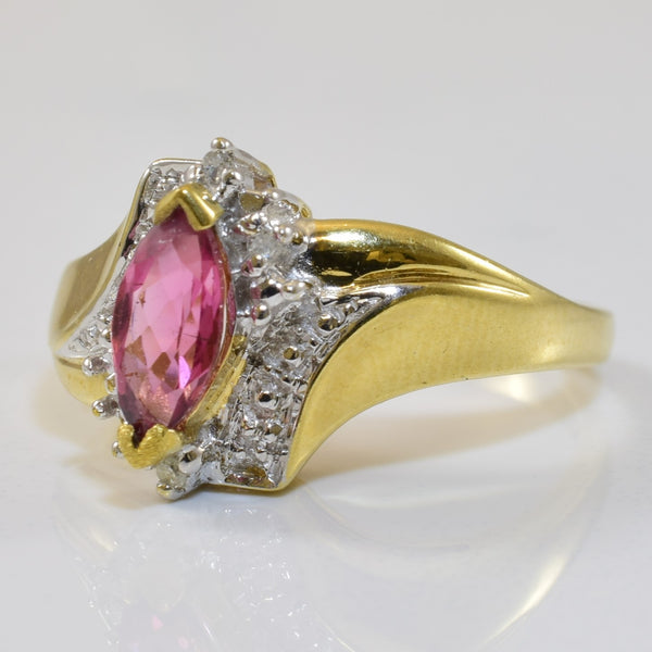 Pink Tourmaline & Diamond Bypass Ring | 0.54ct, 0.02ctw | SZ 6.5 |