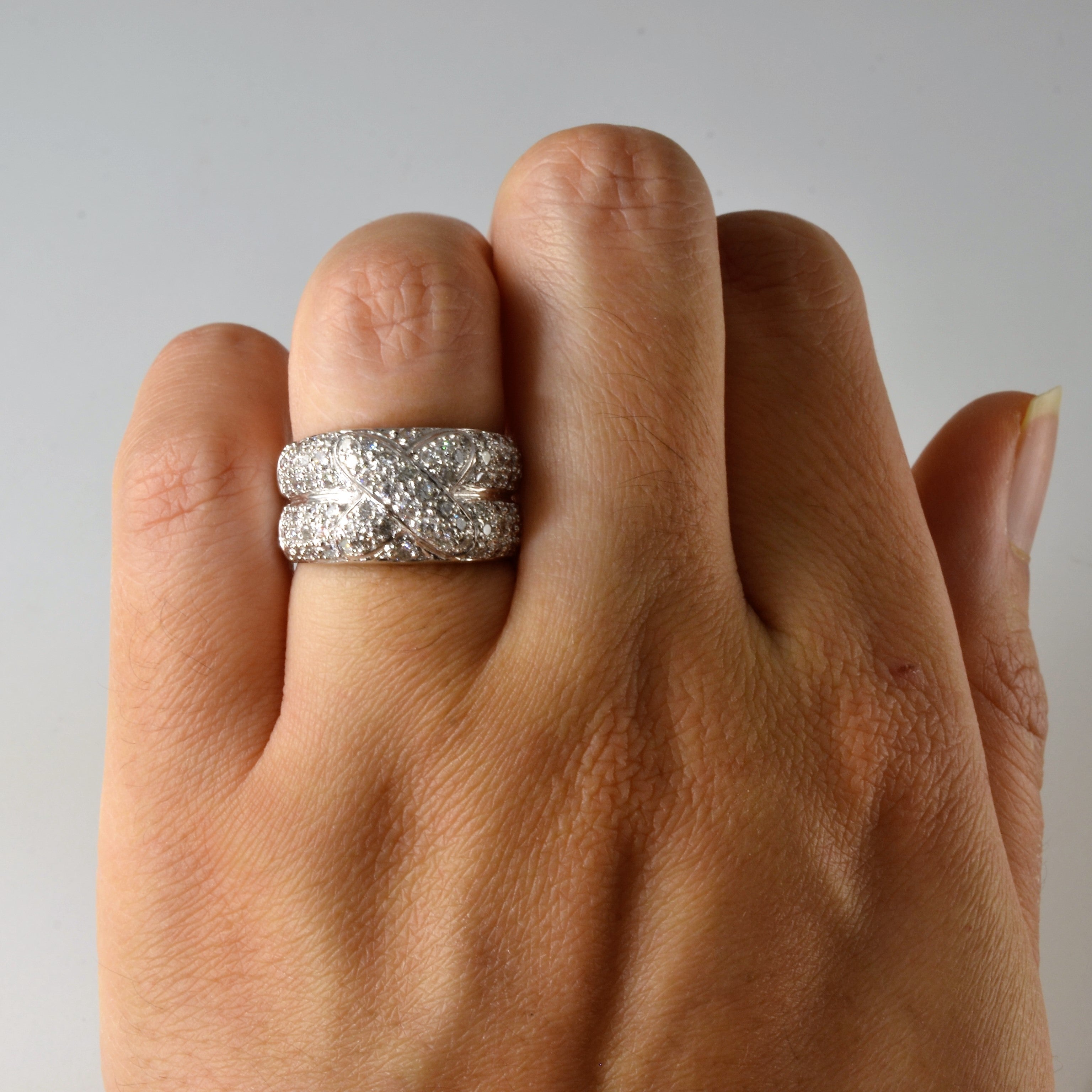 Stacked Diamond X Ring | 1.10ctw | SZ 5.5 |