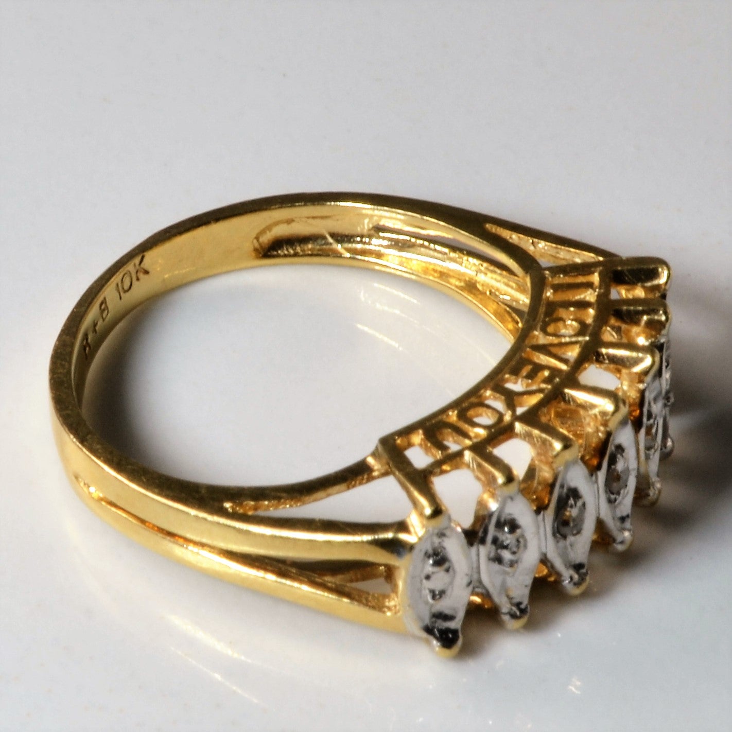 Textured Two Tone Diamond Ring | 0.015ctw | SZ 5.75 |