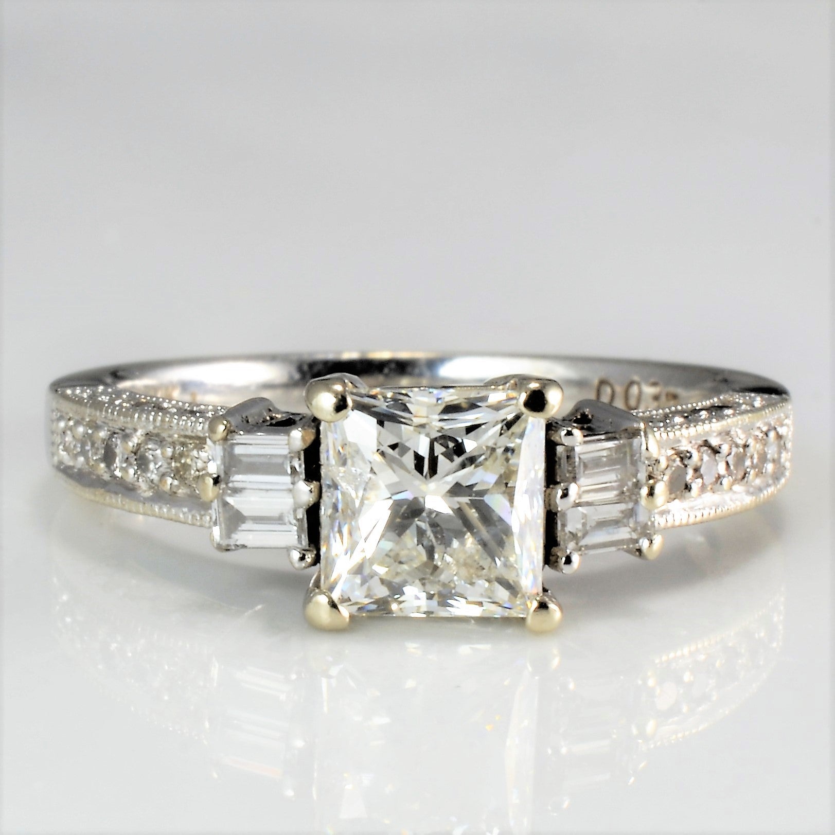Milgrain Detailed Multi- Diamond Engagement Ring | 1.30 ctw, SZ 6.5 |