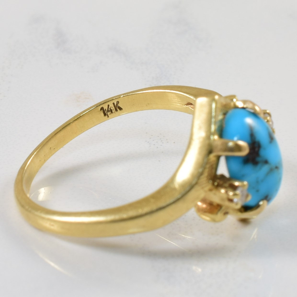 Turquoise & Diamond Bypass Ring | 1.25ct, 0.03ctw | SZ 6 |