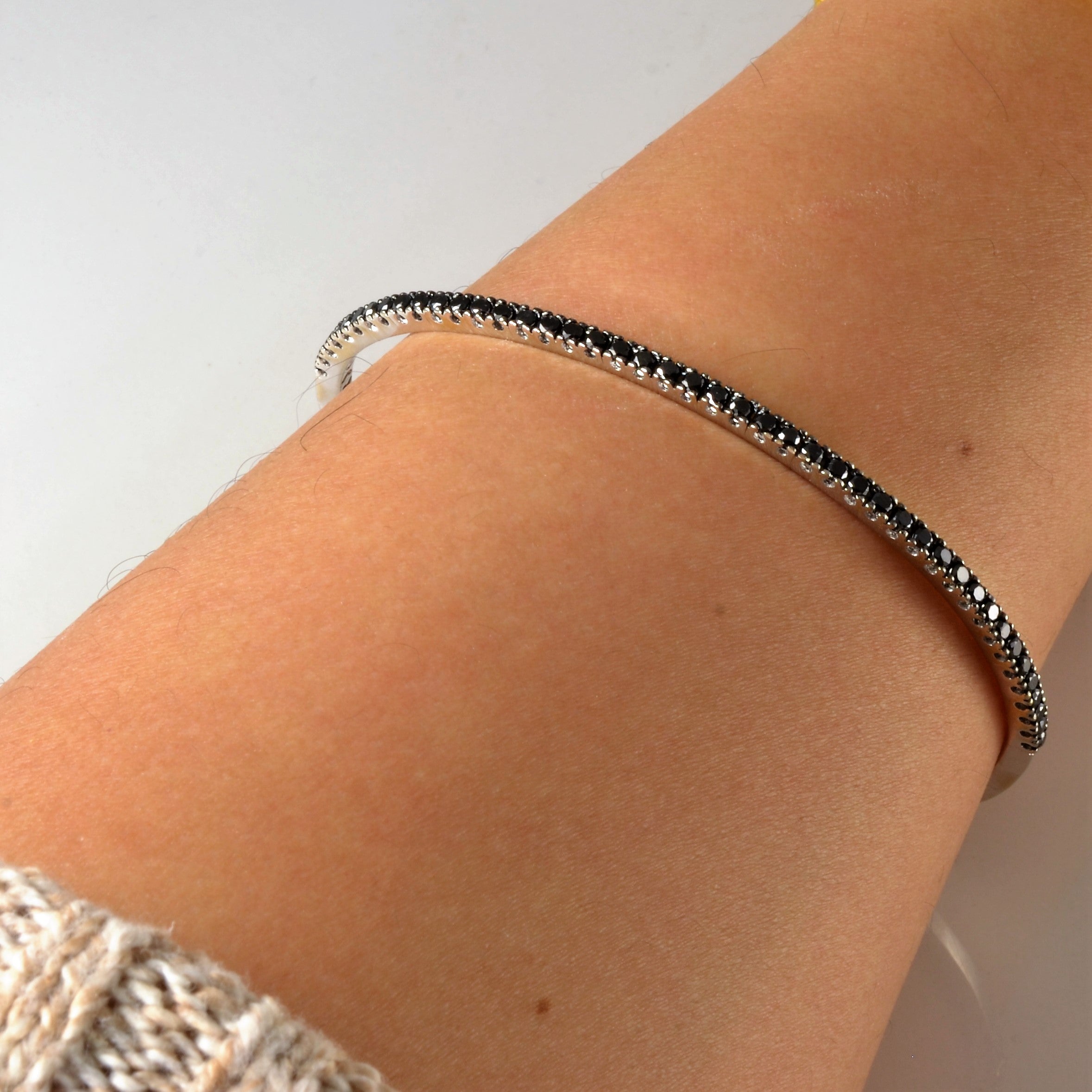Pave Black Diamond Bangle Bracelet | 0.88ctw | 7" |
