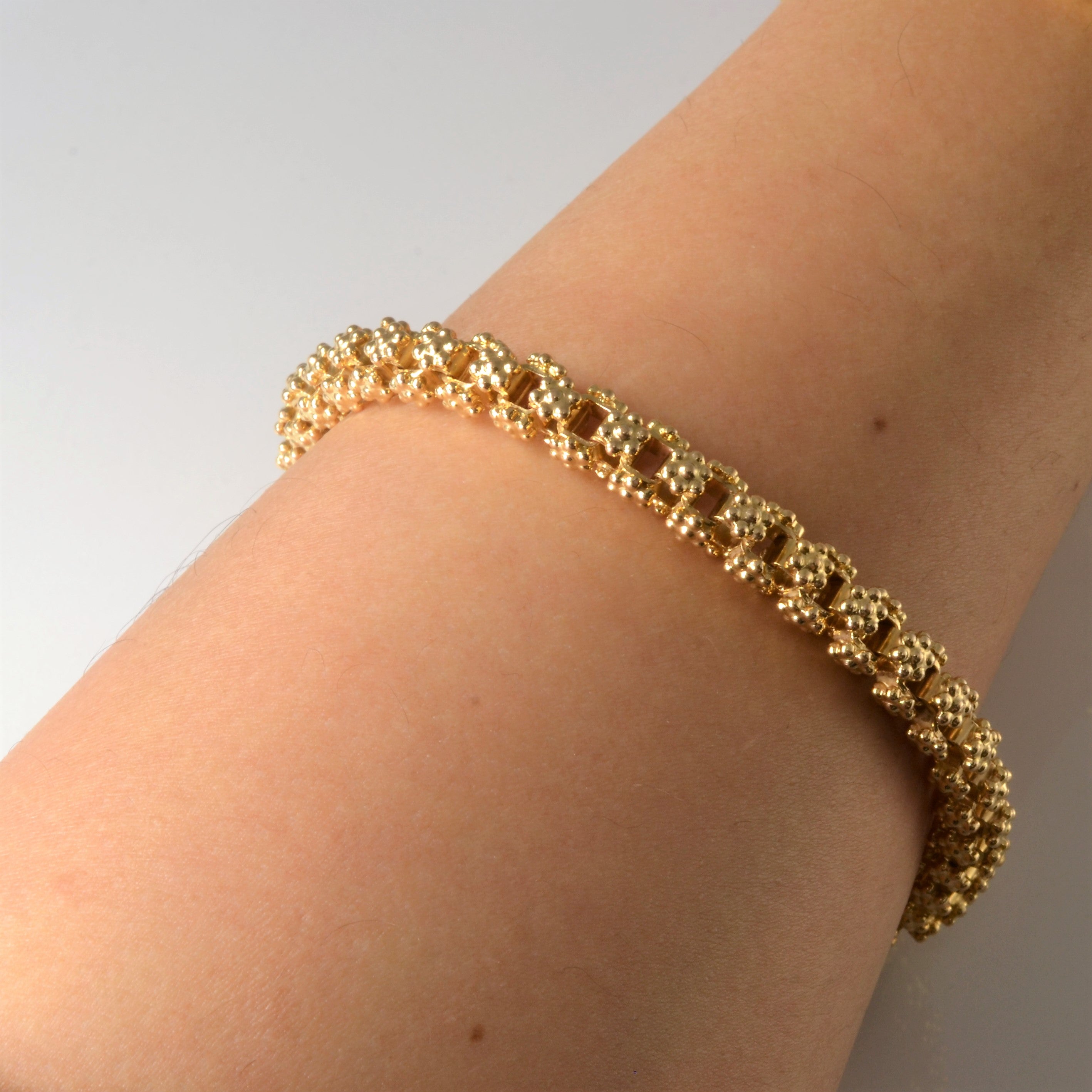 Vintage Italian Hallmarked 18k Popcorn Chain Bracelet | 8" |