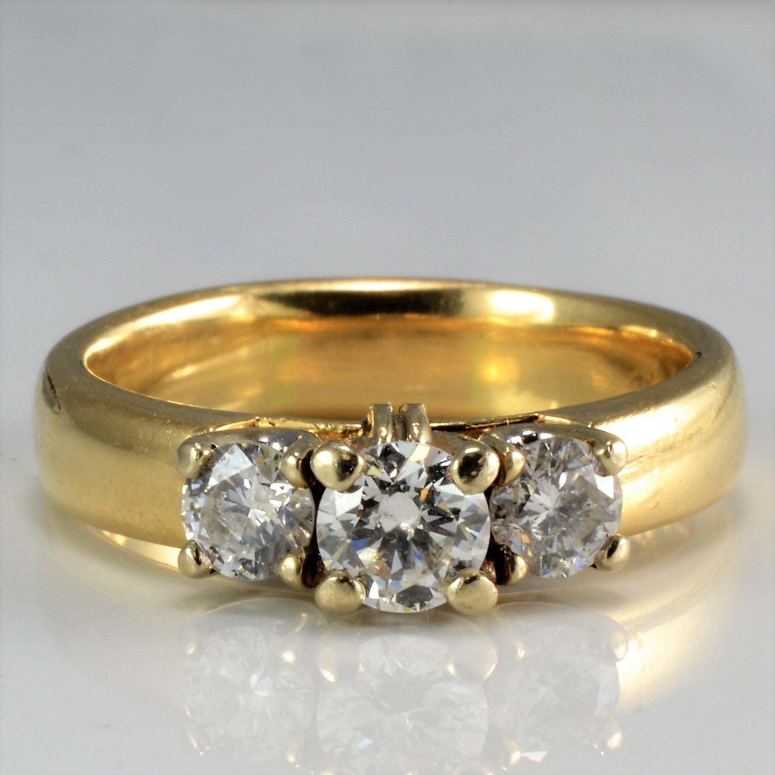 Three Stone Diamond Engagement Ring | 0.88 ctw, SZ 8.25 |