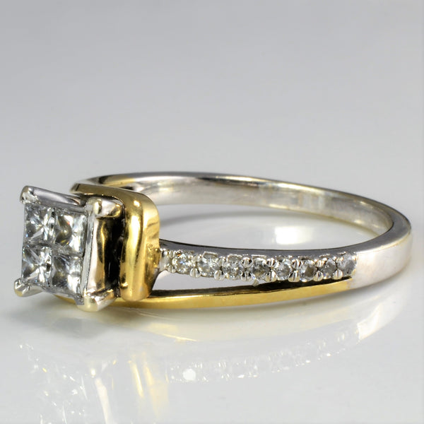 Two Tone Gold Bypass Multi Diamond Engagement Ring | 0.52 ctw, SZ 8 |