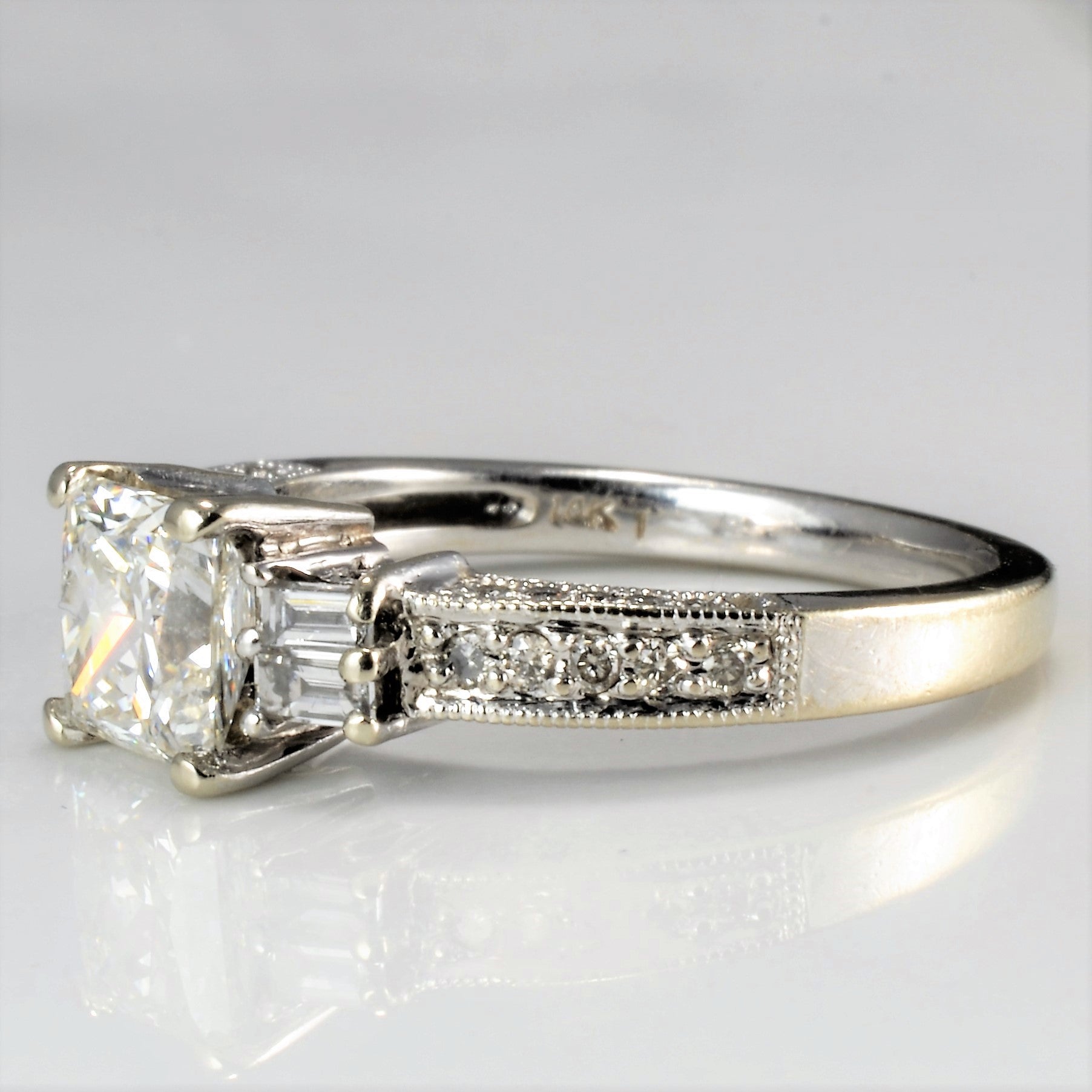 Milgrain Detailed Multi- Diamond Engagement Ring | 1.30 ctw, SZ 6.5 |