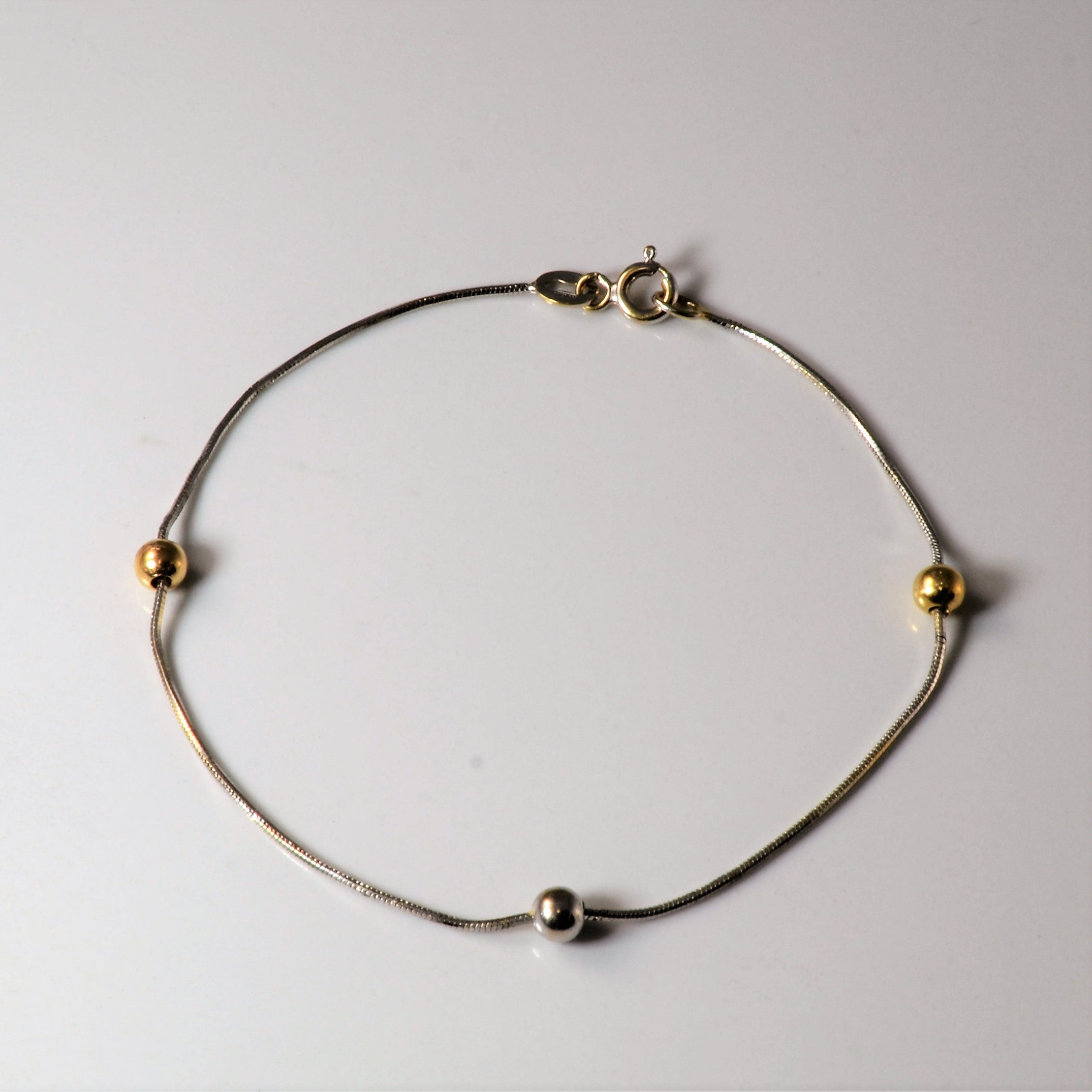 Bracelet à chaîne à billes bicolore or | 18 cm | 