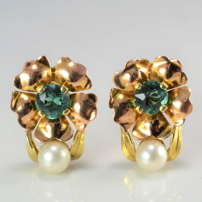 Vintage Tourmaline & Pearl Earrings