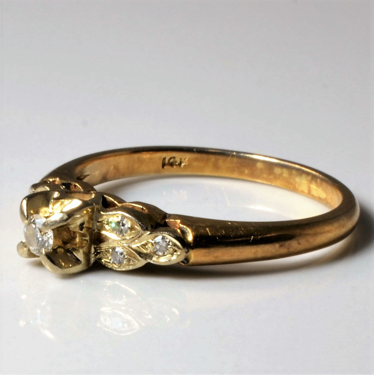 Bague florale en diamant | 0,10 ct | Taille 5,75 | 
