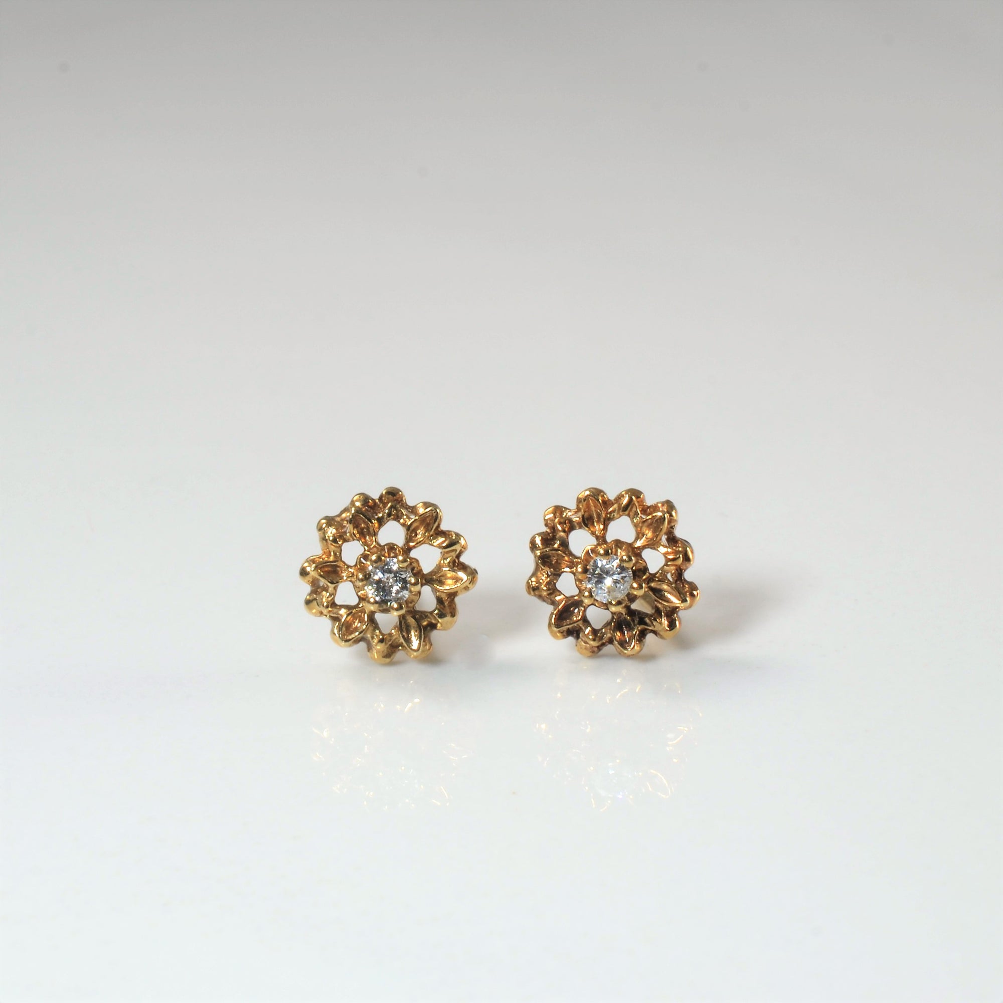 Golden Halo Diamond Stud Earrings | 0.10ctw |