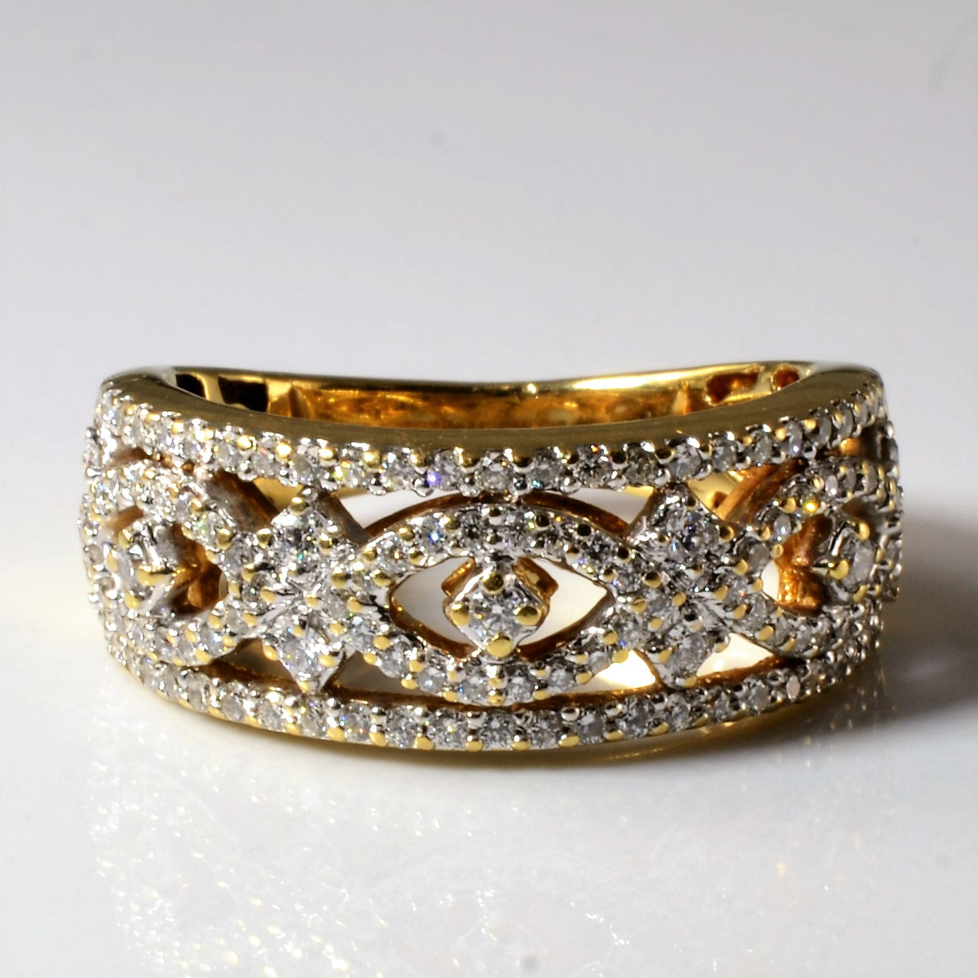 Bague en filigrane ajouré sertie de diamants | 0,57 ct | Taille 6 | 