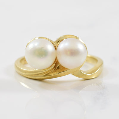Double Pearl Crossover Ring | 3.20ctw | SZ 6 |