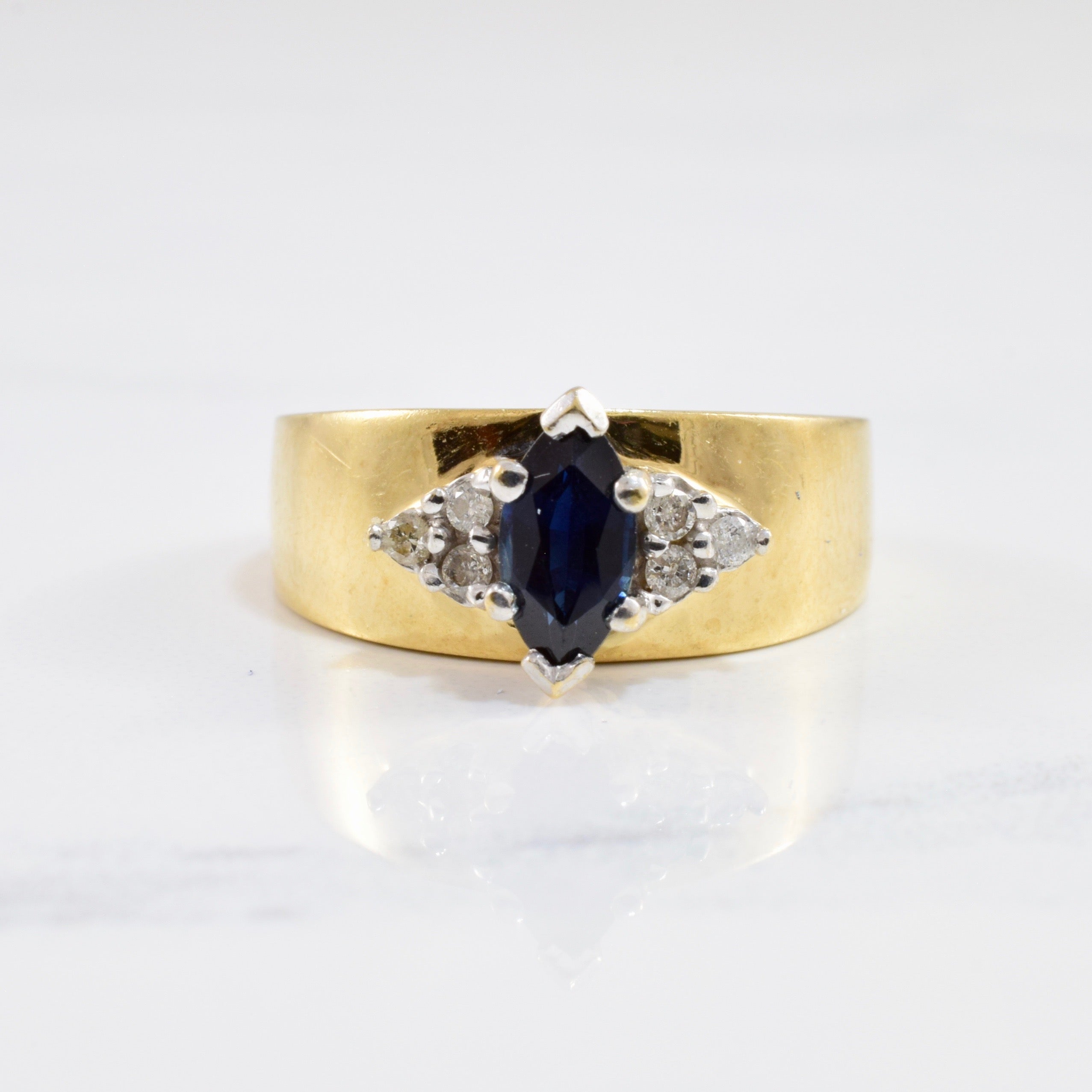 Sapphire and Diamond Side Cluster Ring | 0.07 ctw SZ 6.5 |