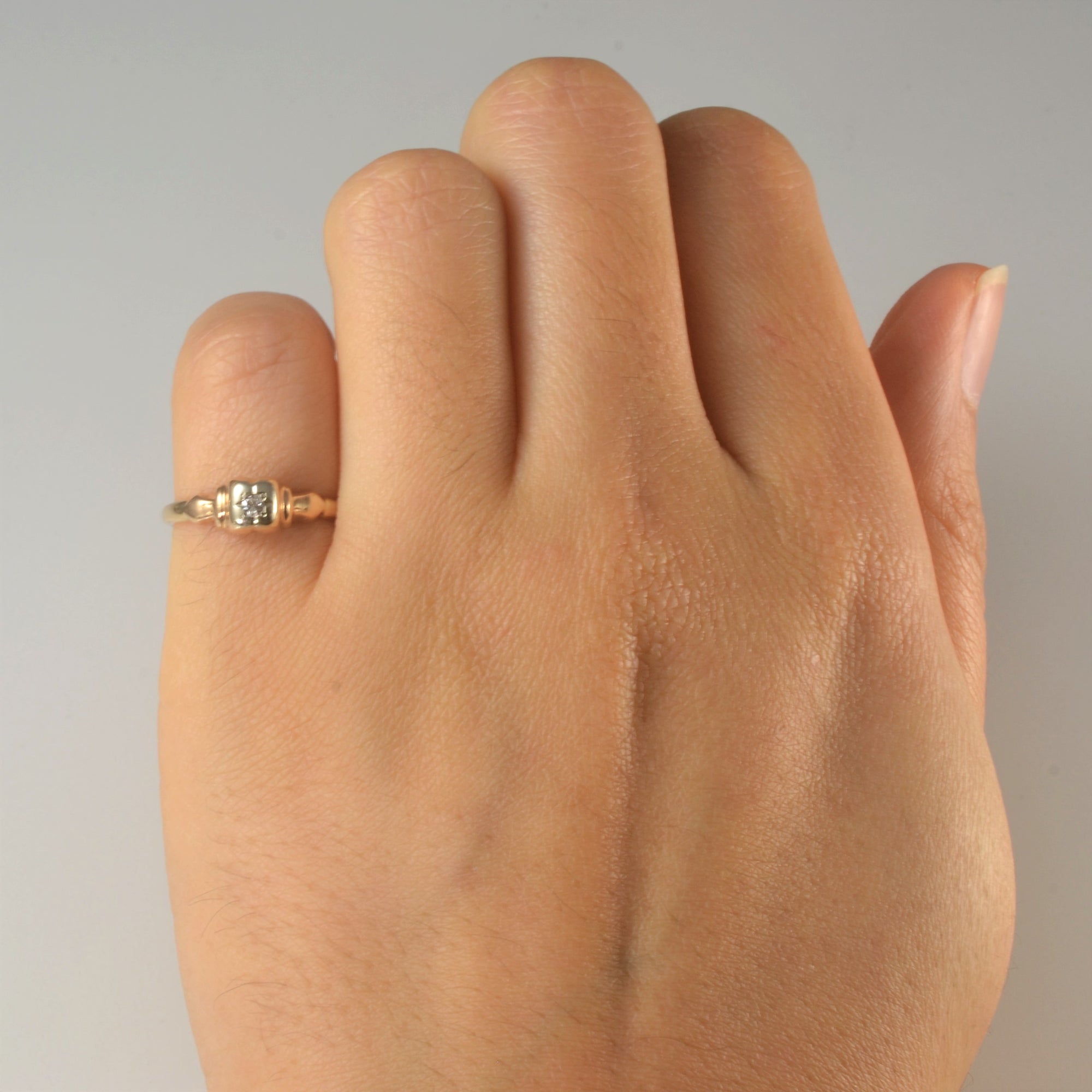 Petite Retro Solitaire Diamond Ring | 0.025ct | SZ 3.75 |