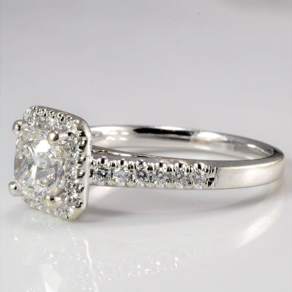 Pave Set Diamond Halo Engagement Ring | 1.26ctw | SZ 6.5 |