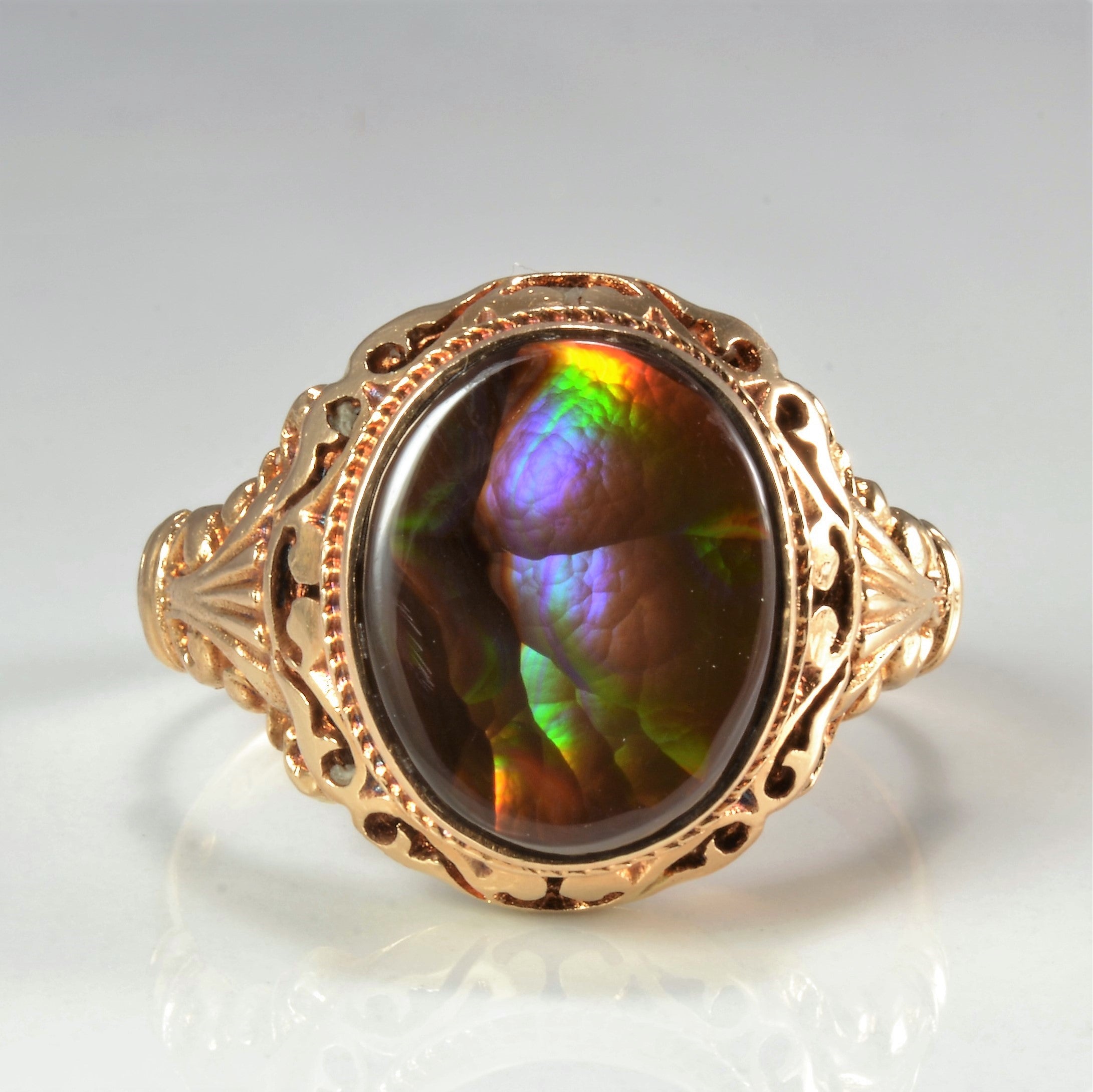 Bezel Set Fire Agate Vintage Ring | SZ 9.75 |