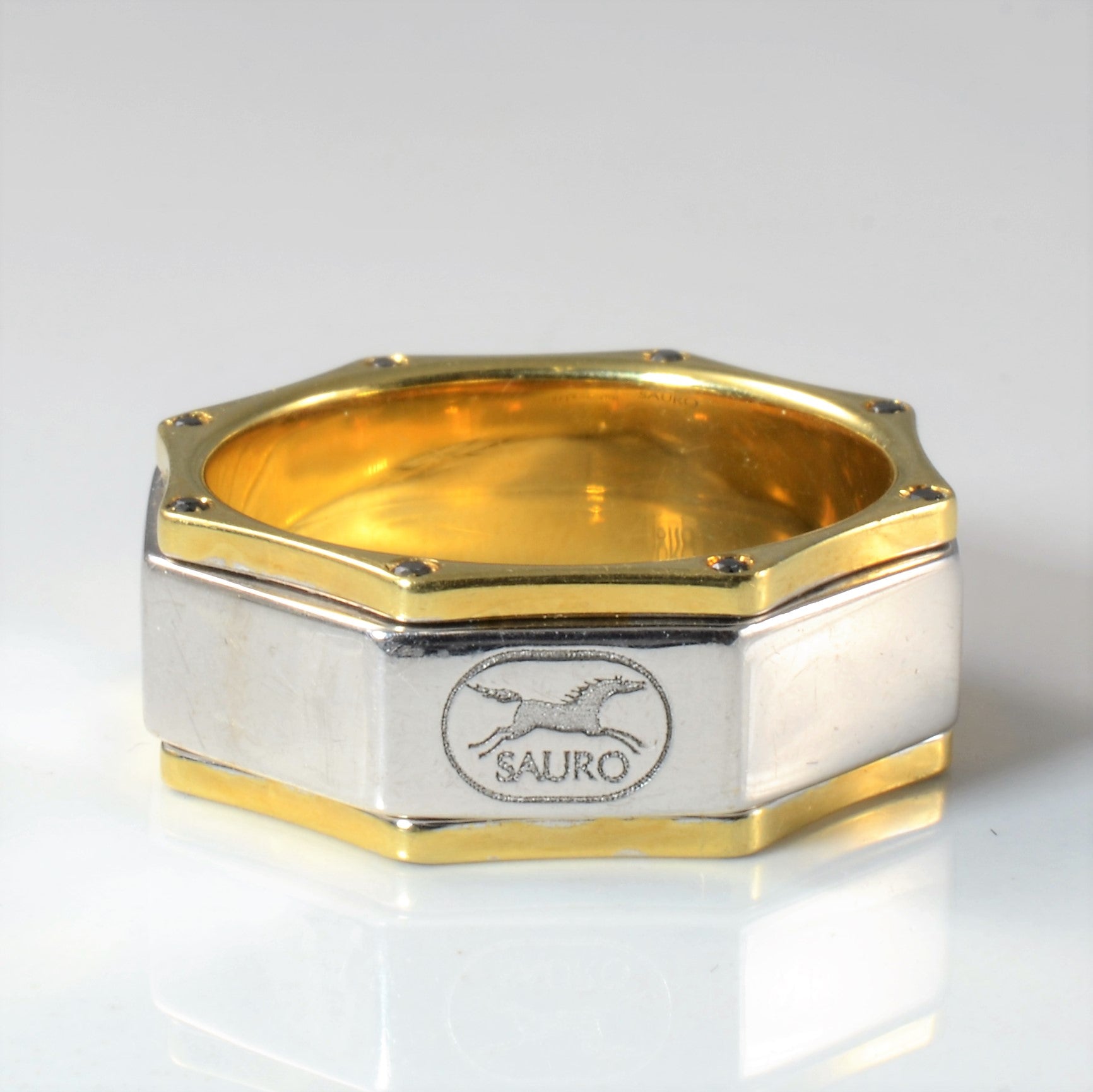 'Sauro' Two Tone Gold Spinner Ring | SZ 10 |