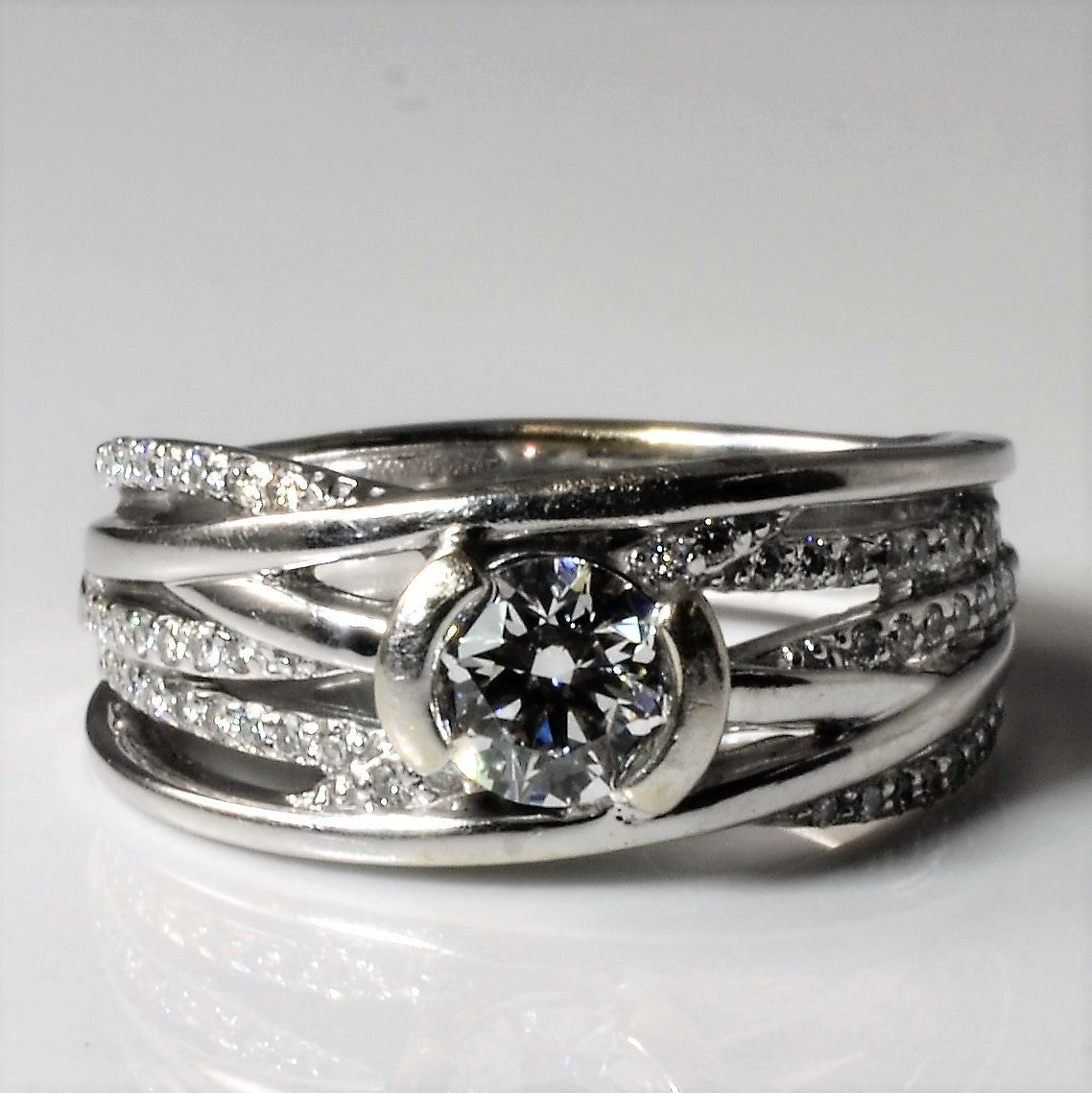 Semi Bezel Diamond Bypass Ring | 0.80ctw | SZ 6.75 |