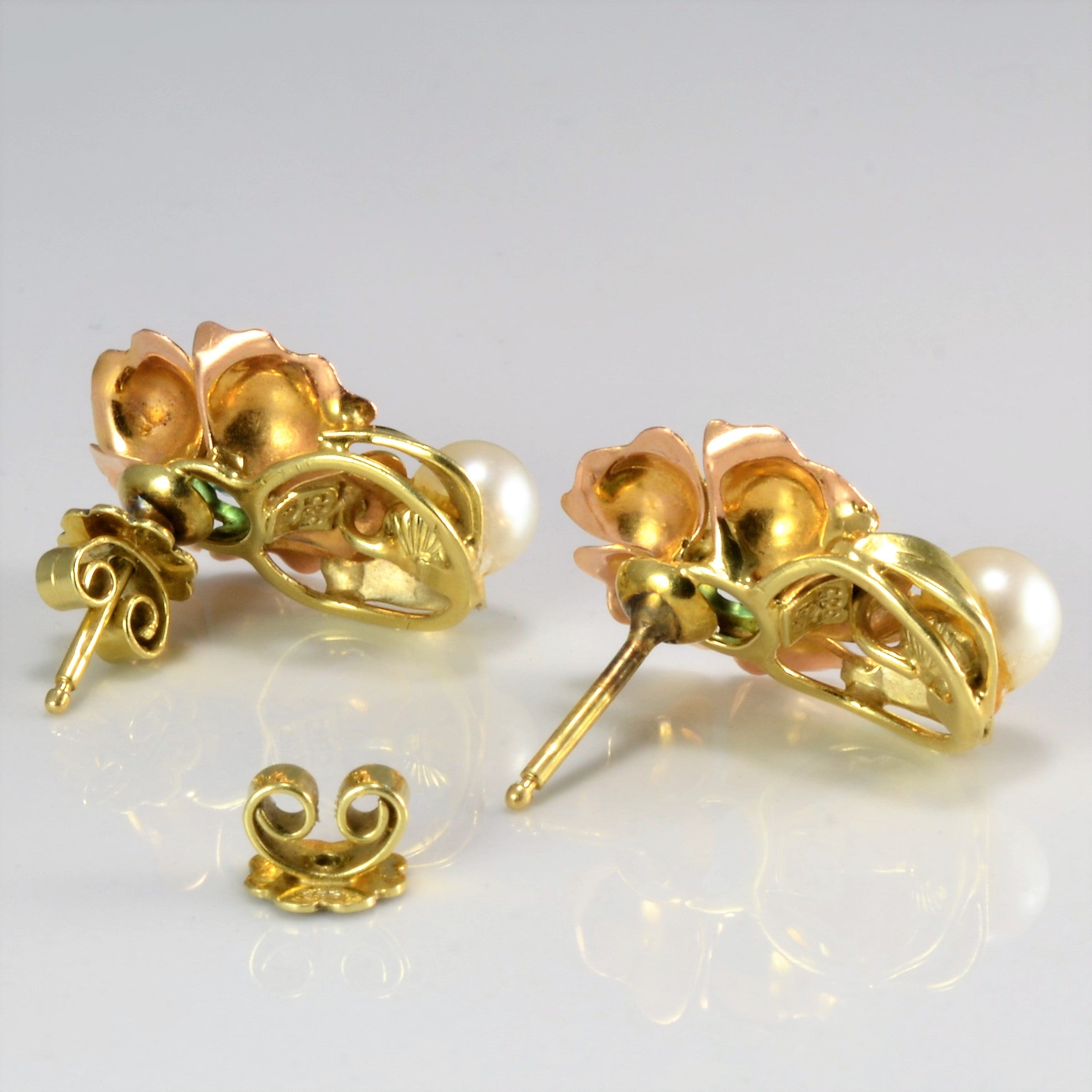 Early 1900's Tourmaline & Pearl Earrings