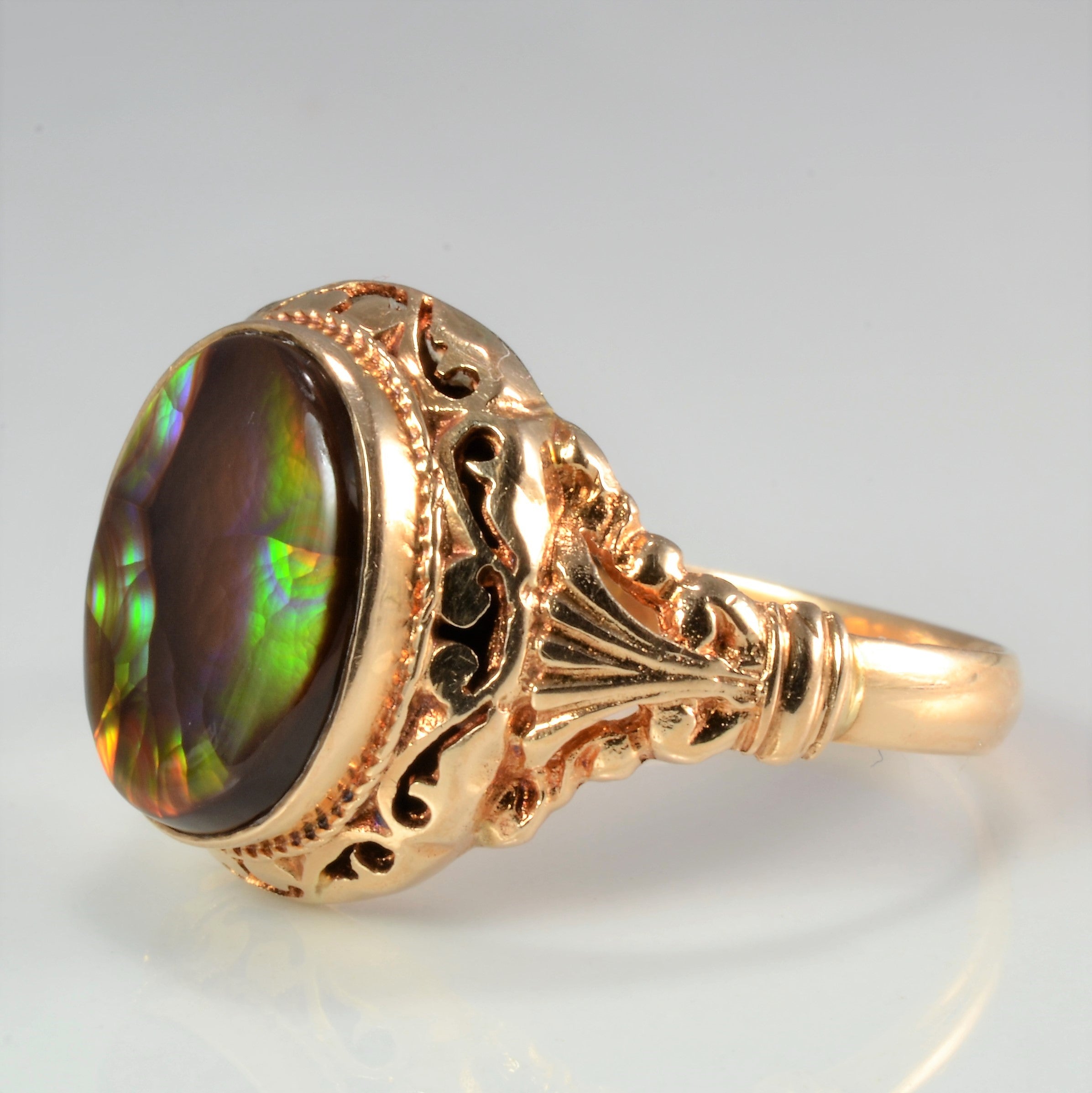 Bezel Set Fire Agate Vintage Ring | SZ 9.75 |