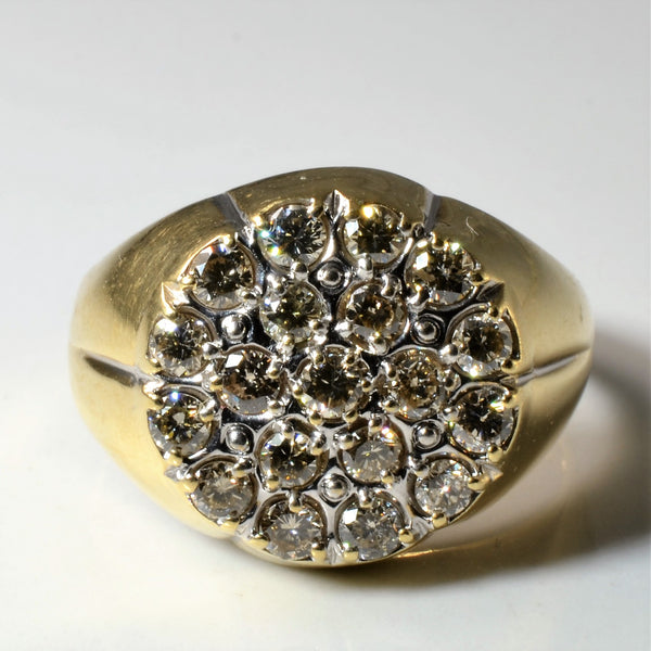 Light Champagne Diamond Cluster Ring | 0.94ctw | SZ 10 |