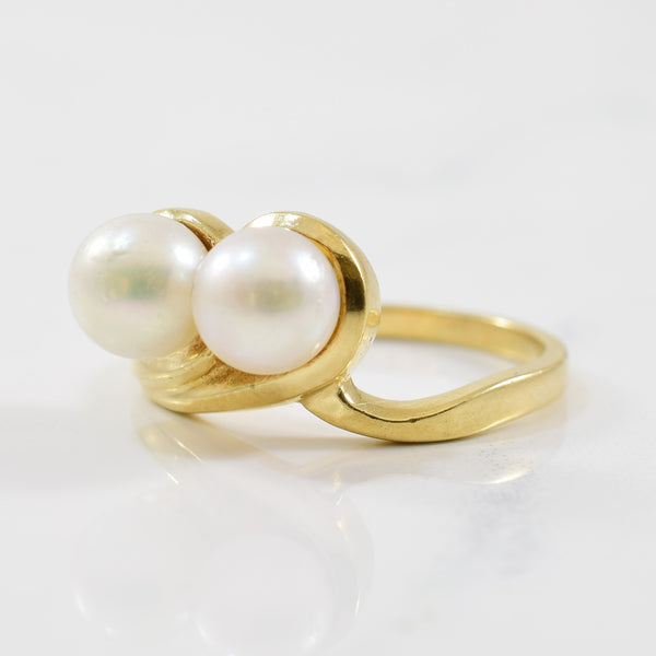 Double Pearl Crossover Ring | 3.20ctw | SZ 6 |