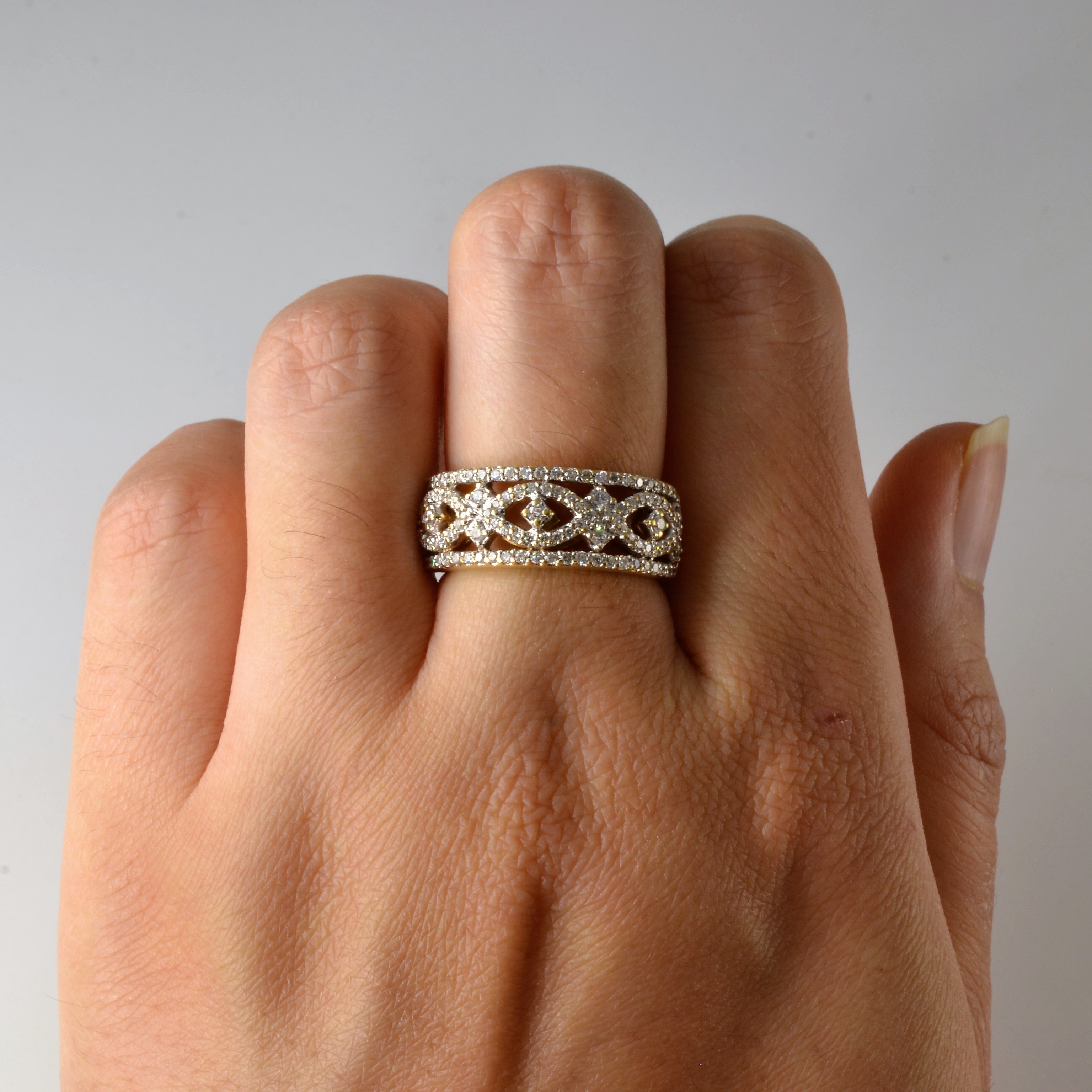 Bague en filigrane ajouré sertie de diamants | 0,57 ct | Taille 6 | 