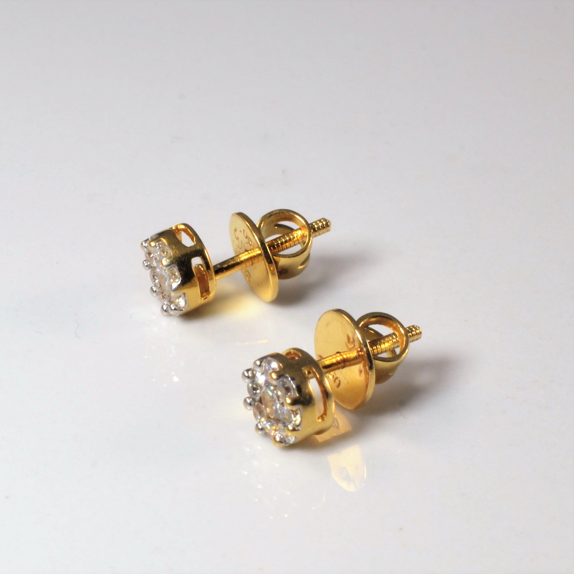 Screw Back Diamond Cluster Stud Earrings | 0.32ctw |
