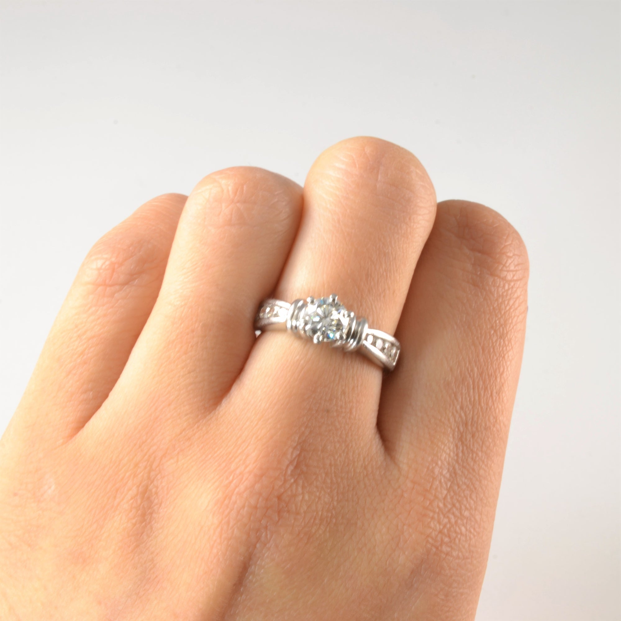 Six Prong Ribbon Detailed Diamond Ring | 1.05ctw | SZ 6 |